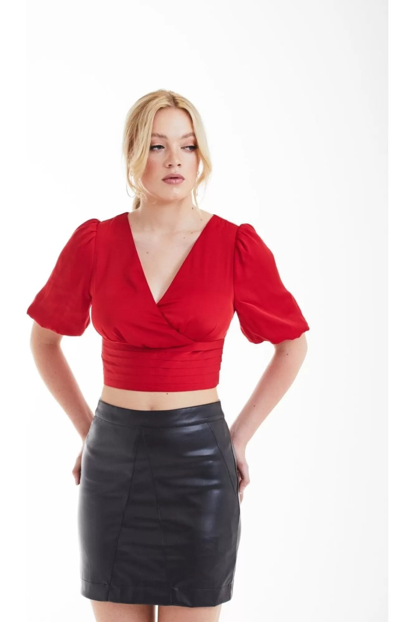Skirts^Double Second Vegan Leather Skirt Black
