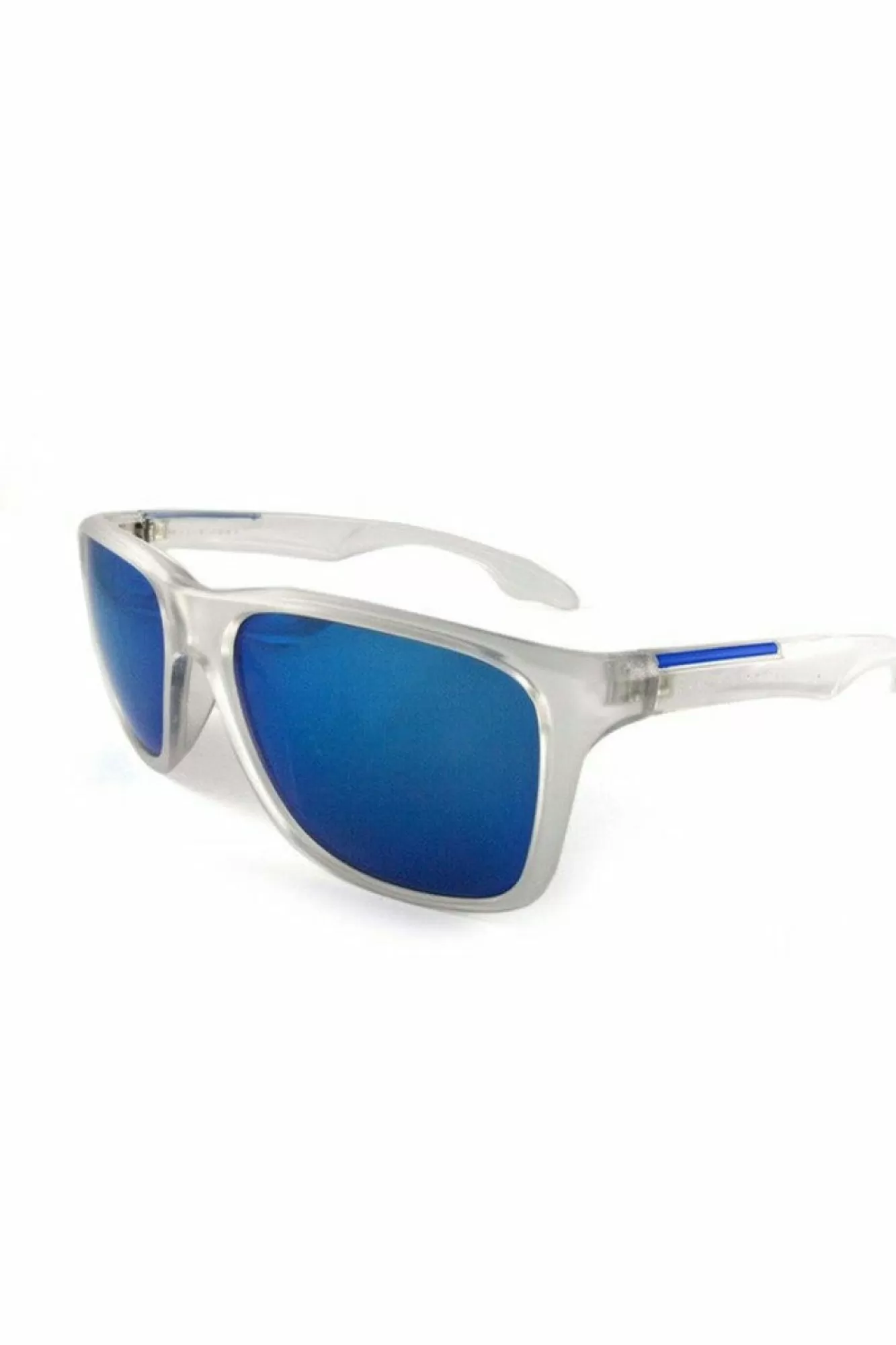 Sunglasses^East Village Square Clear Sunglasses With Mirror Lens Blue