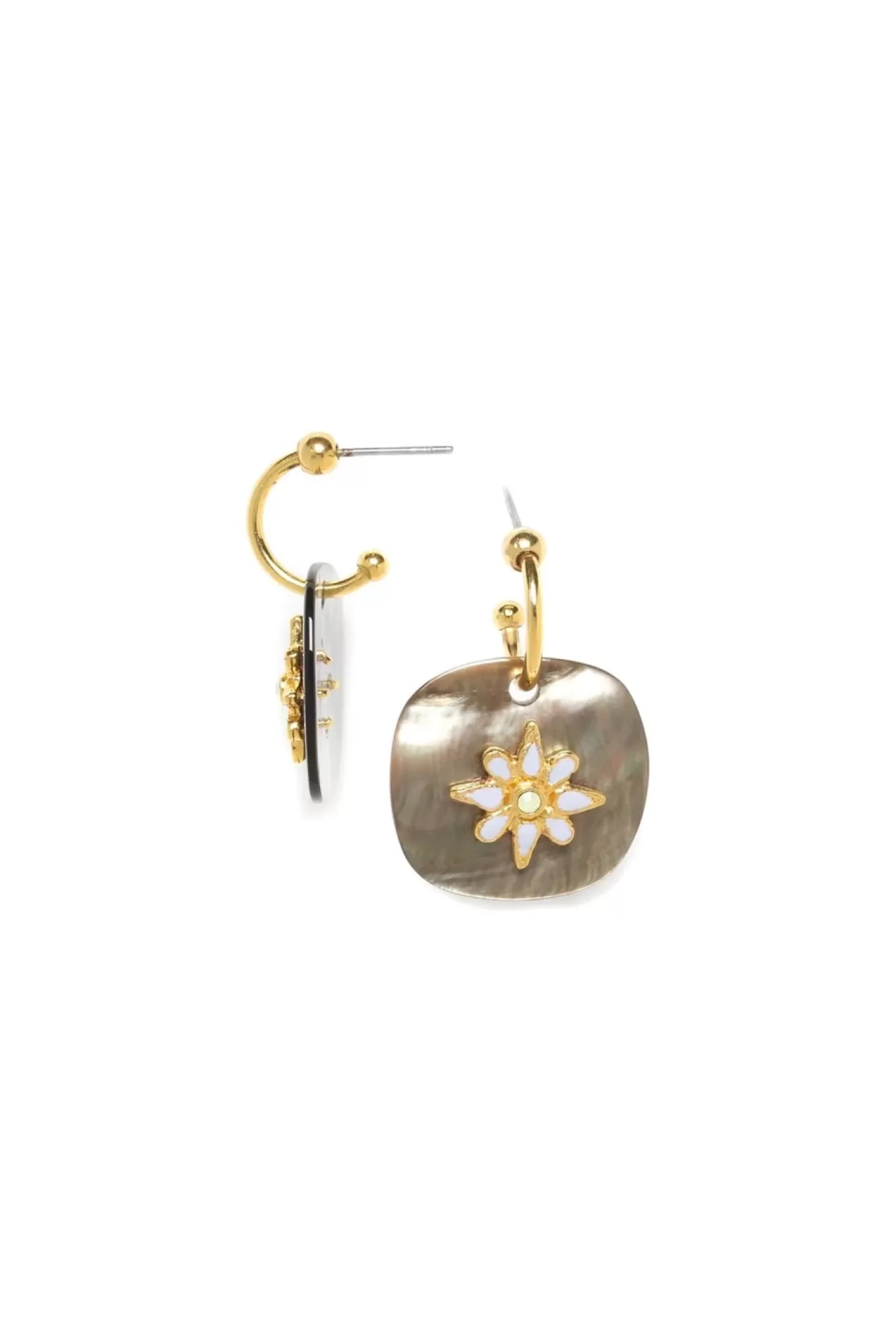 Jewellery^Elka London Alexa Creole With Blackip Dangle Gold