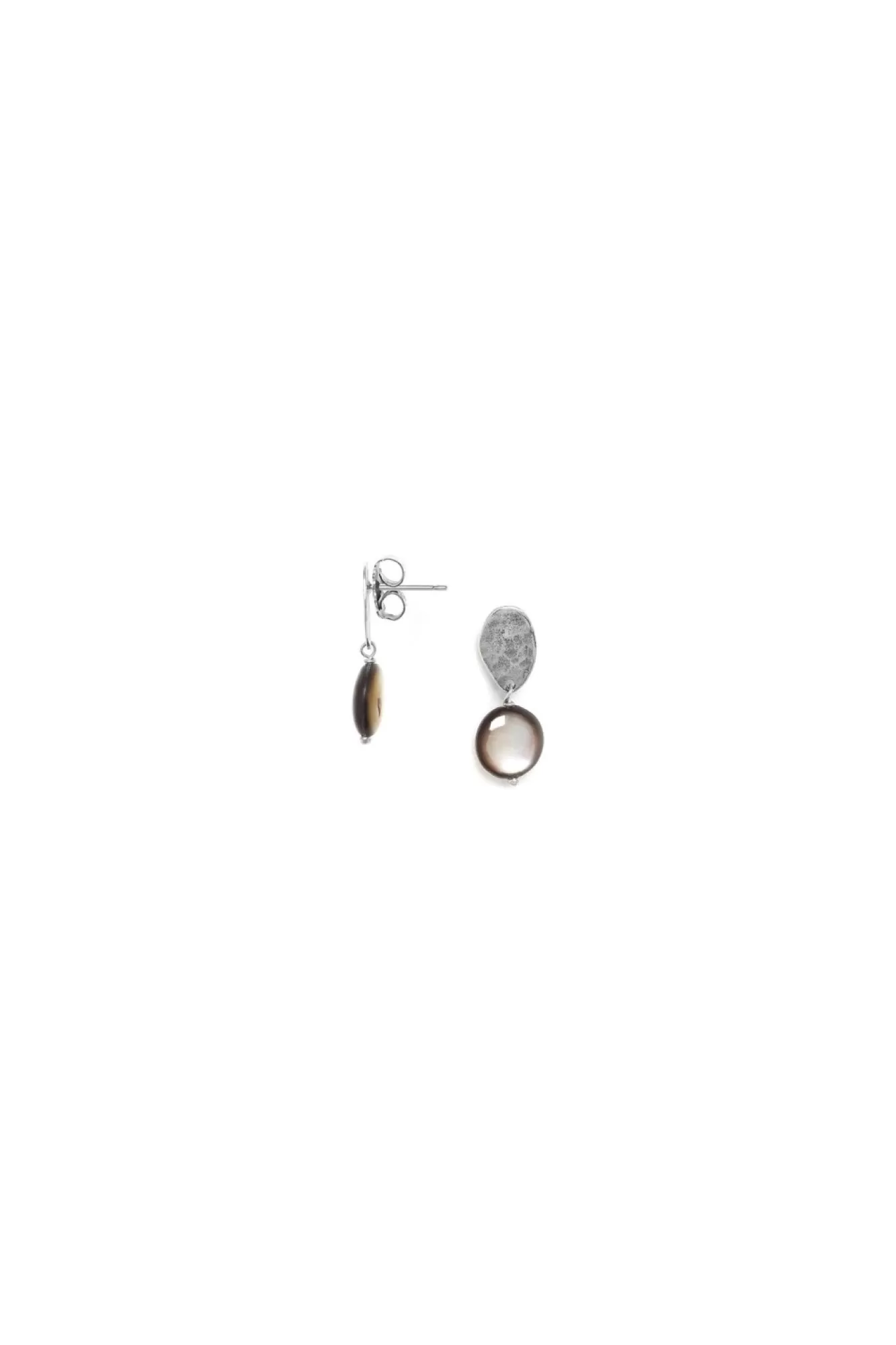 Jewellery^Elka London Dita Organic Post Earrings Blacklip Silver