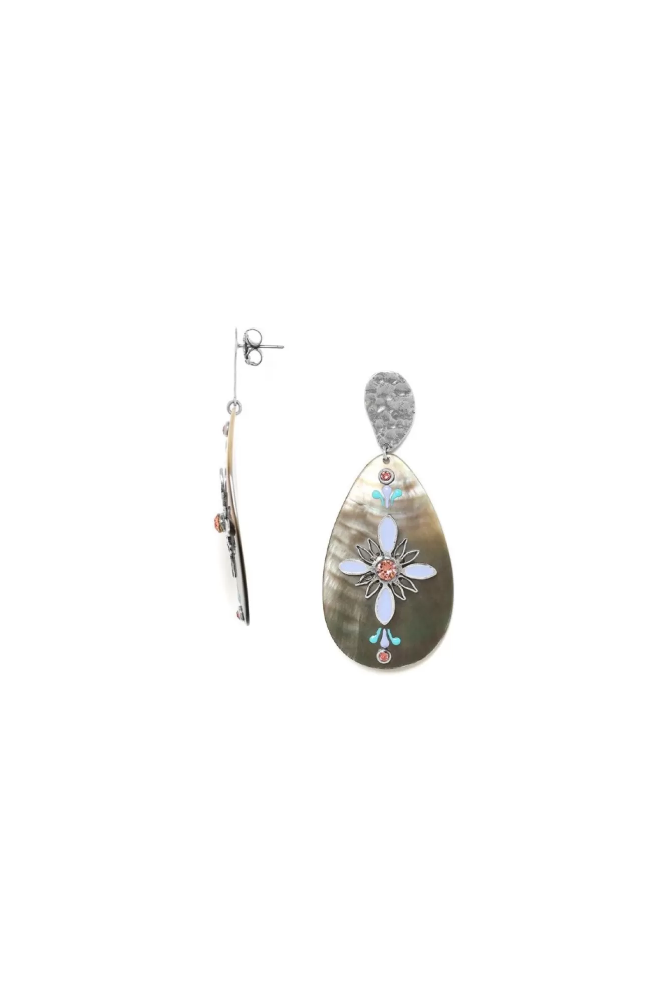 Jewellery^Elka London Dita Xl Brownlip Drop Post Earrings Silver