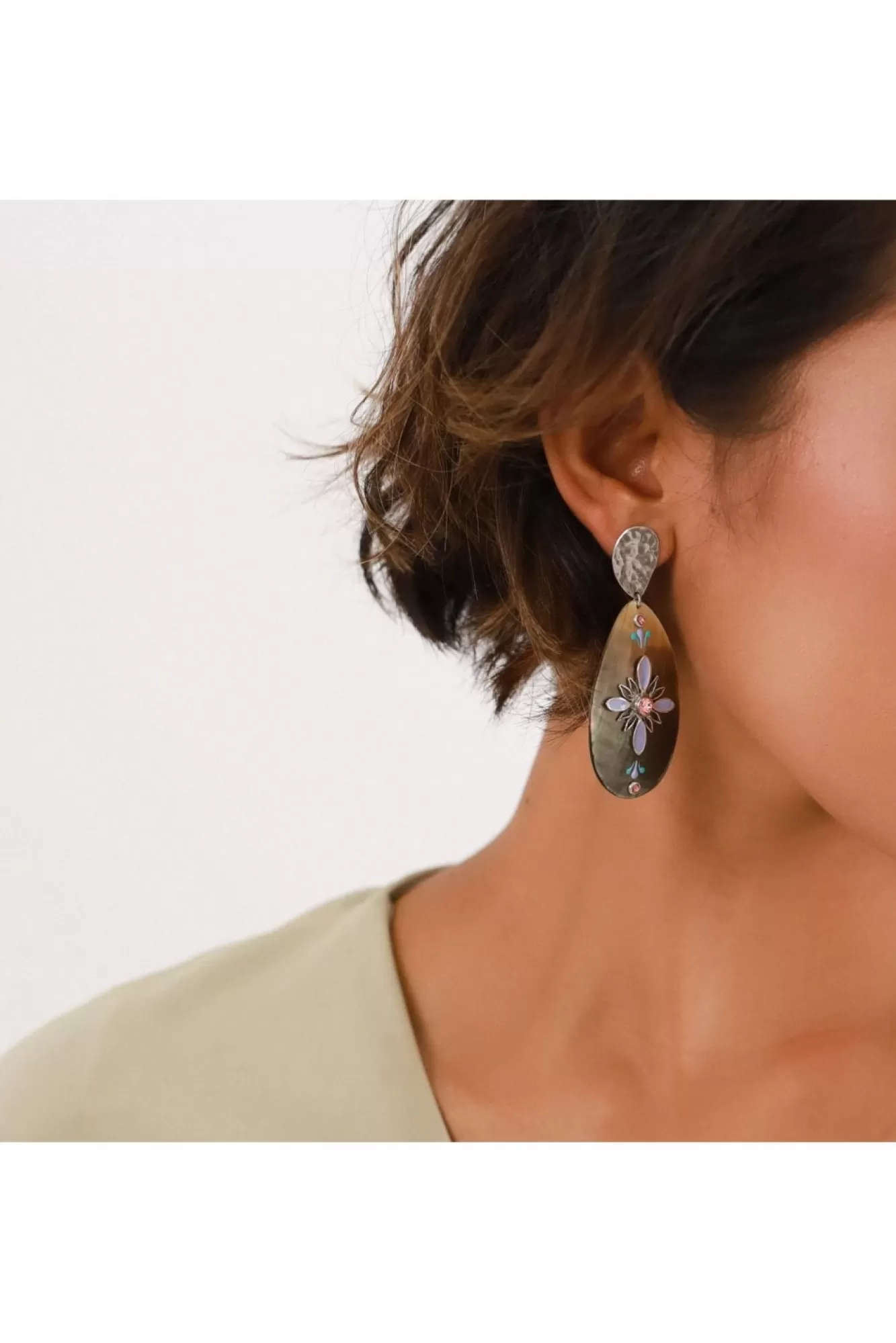 Jewellery^Elka London Dita Xl Brownlip Drop Post Earrings Silver