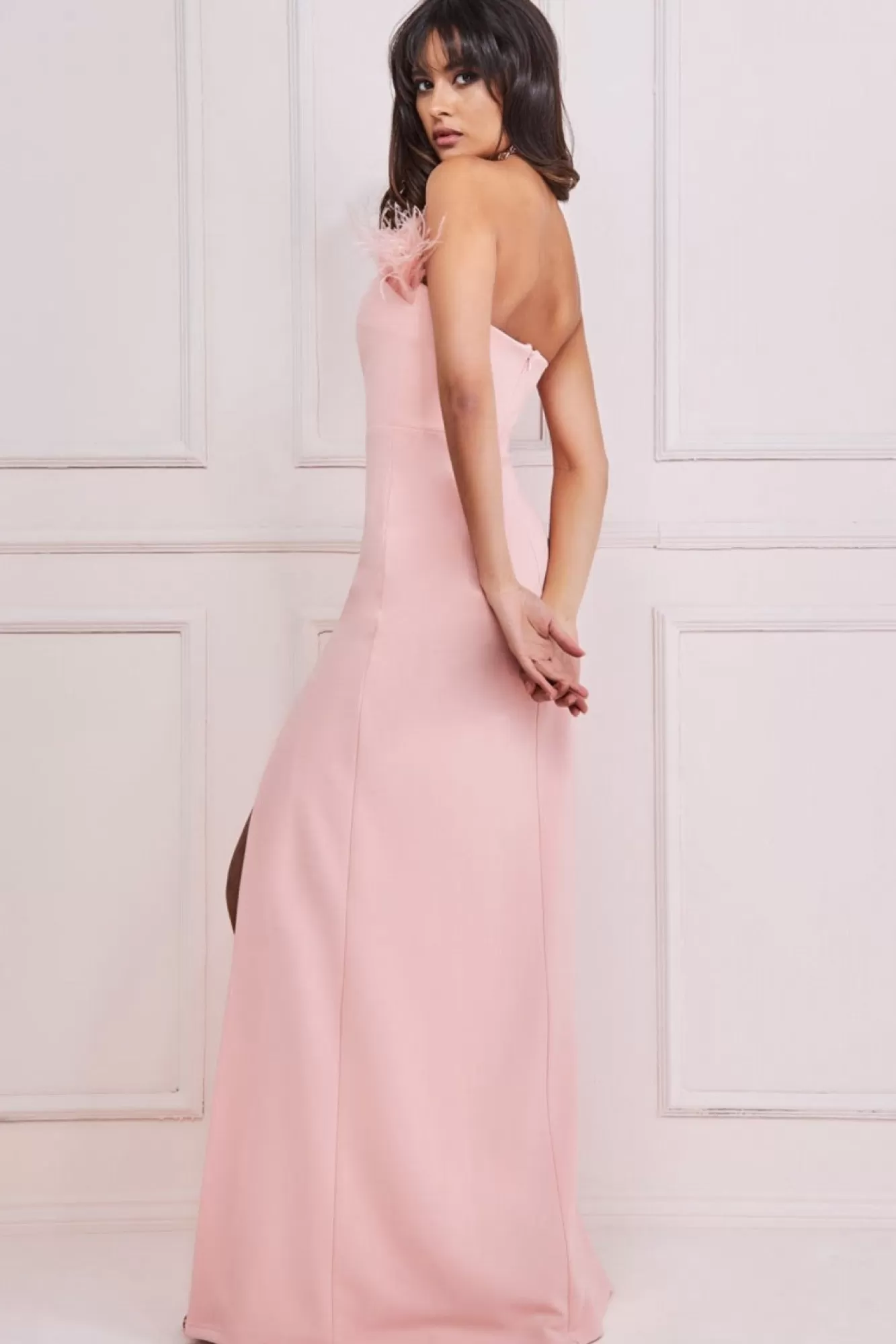 Maxi Dresses^* Feather Boobtube Maxi Dress Blush
