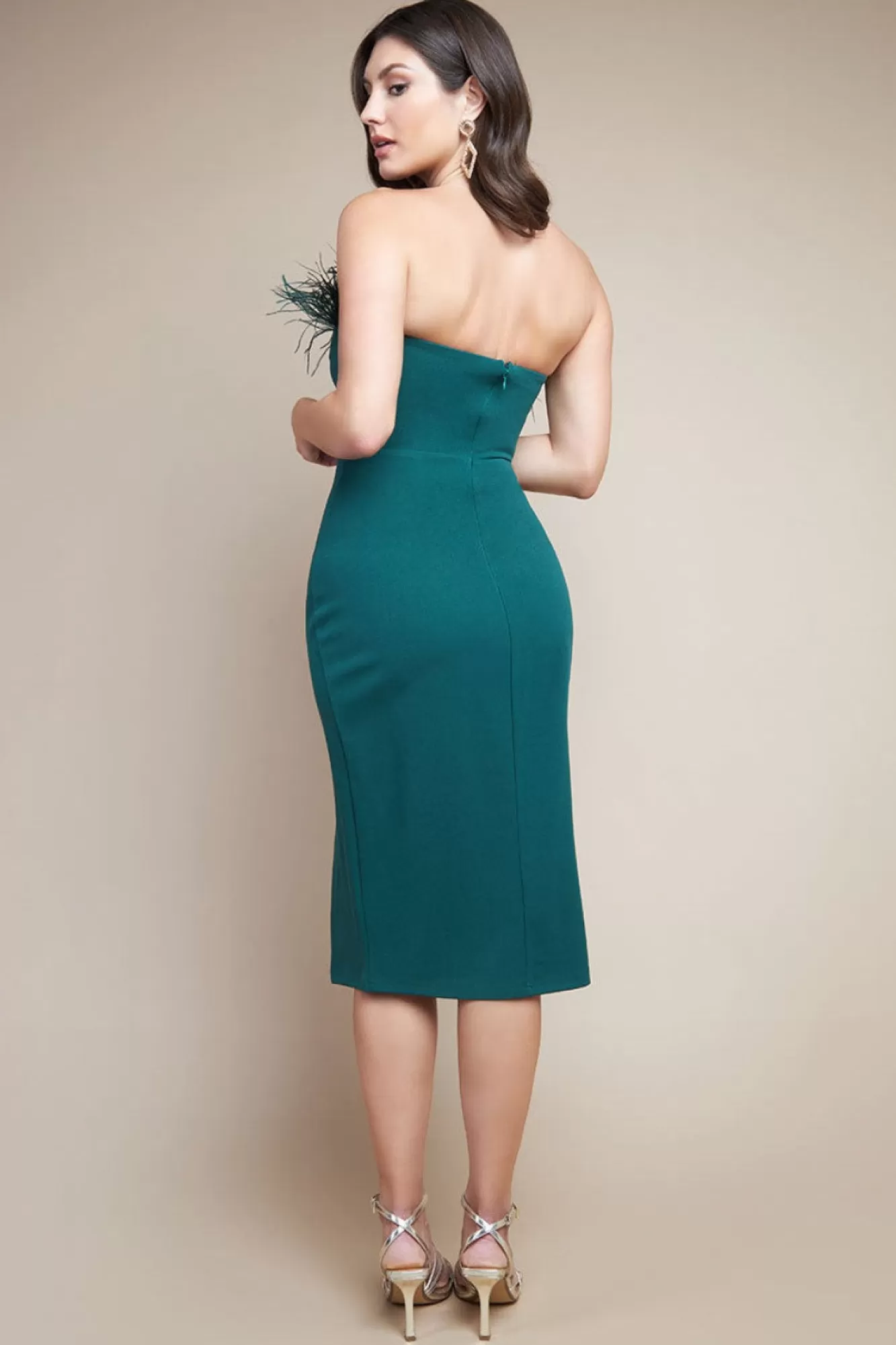 Midi Dresses^* Feather Boobtube Midi Dress Emerald Green