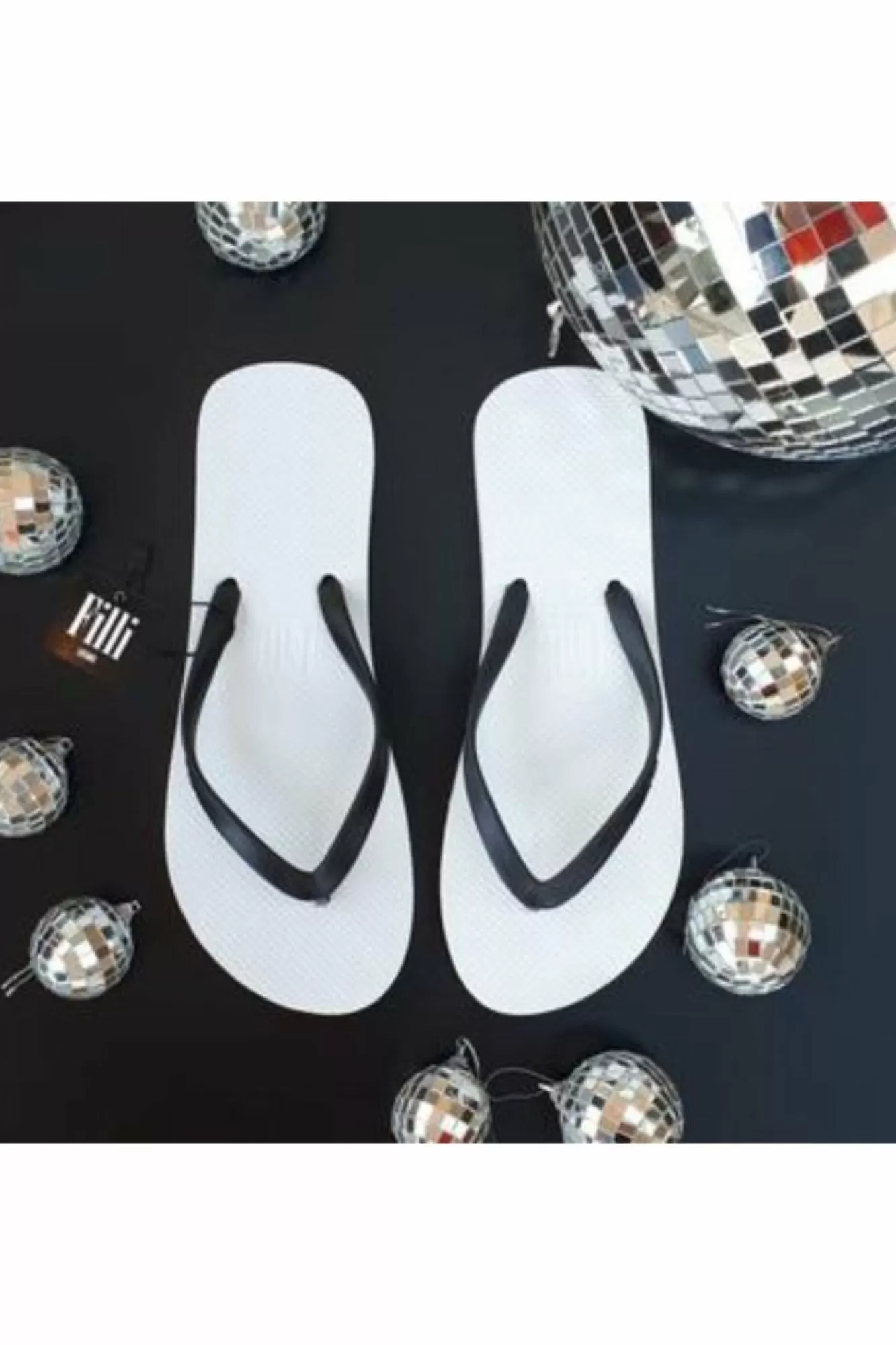 Sandals^Filli London Naked Flip Flops - Black On White
