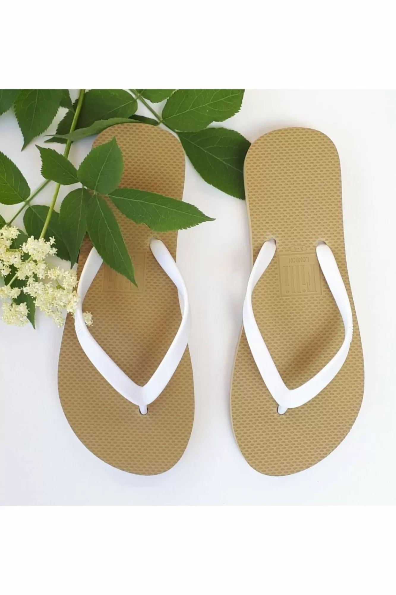 Flats^Filli London Naked Flip Flops - White On Gold