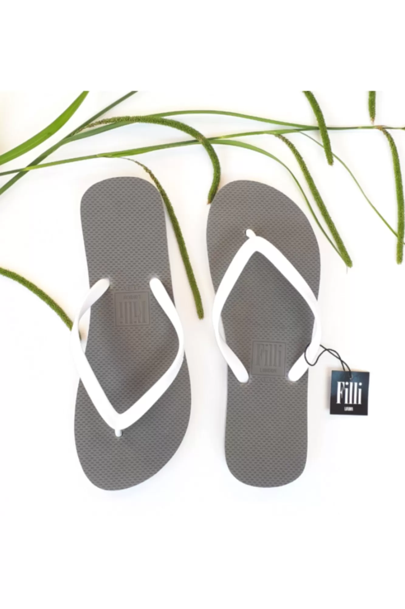 Sandals^Filli London Naked Flip Flops On Silver White