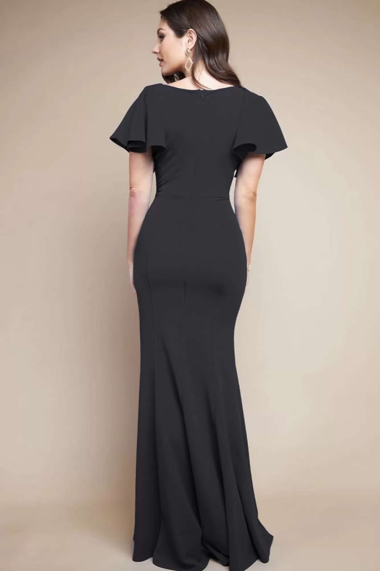 Maxi Dresses^* Flared Sleeve Front Wrap Maxi Dress Black