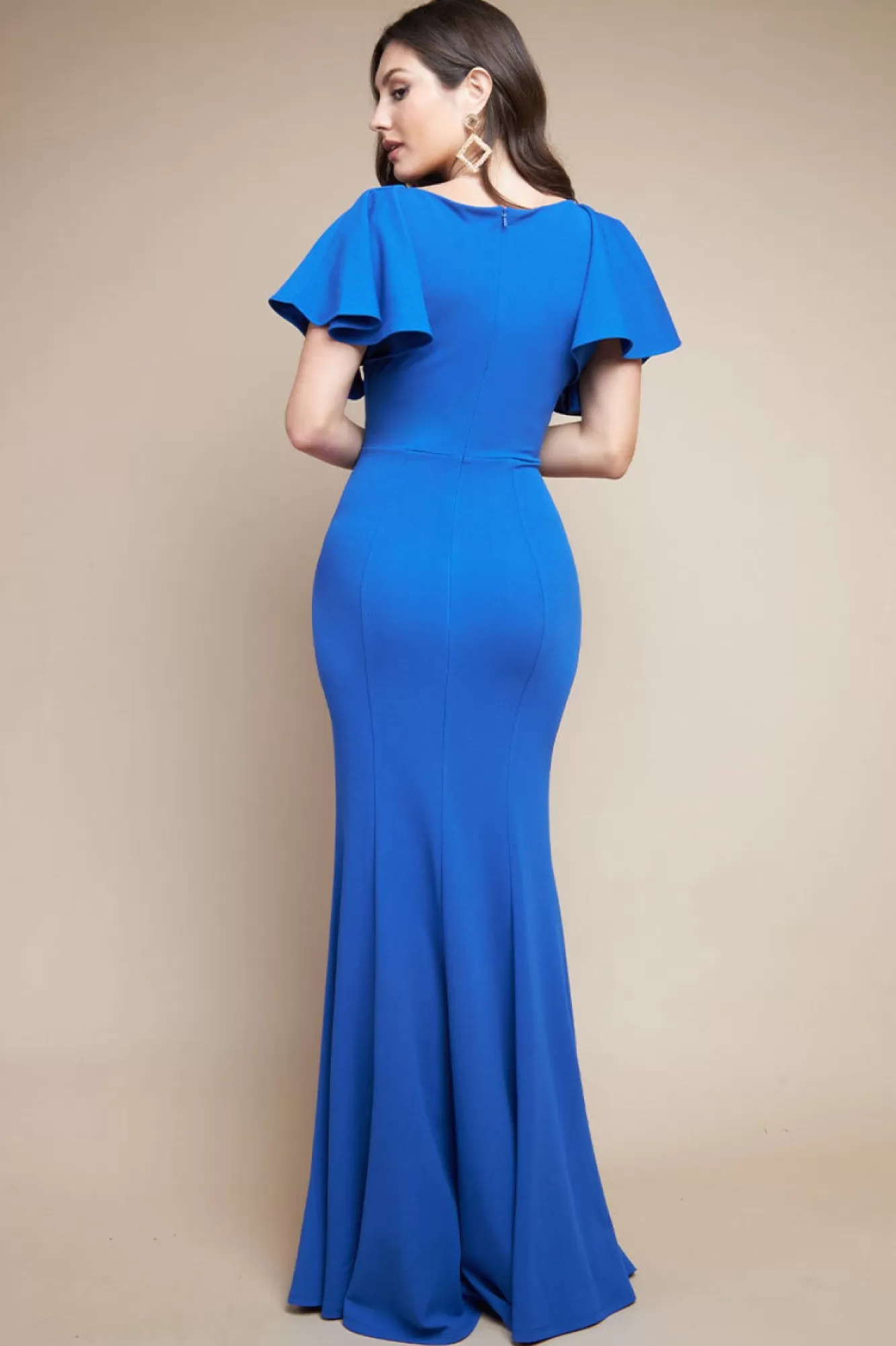 Maxi Dresses^* Flared Sleeve Front Wrap Maxi Dress - Royal Blue Royalblue