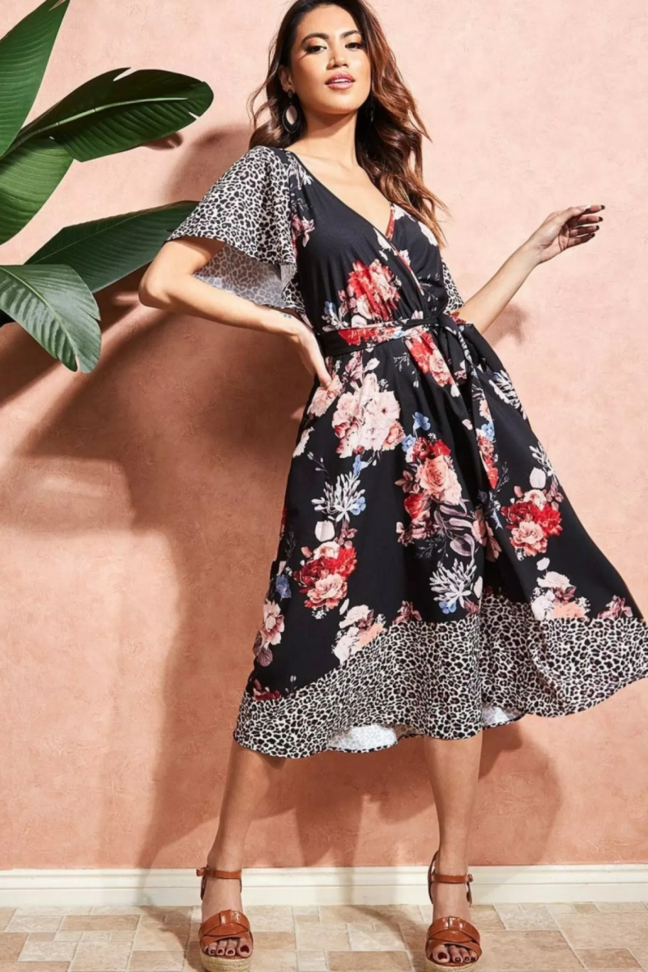 Midi Dresses^* Flutter Sleeve Printed Midi Dress - Leopard Print Leopardprint