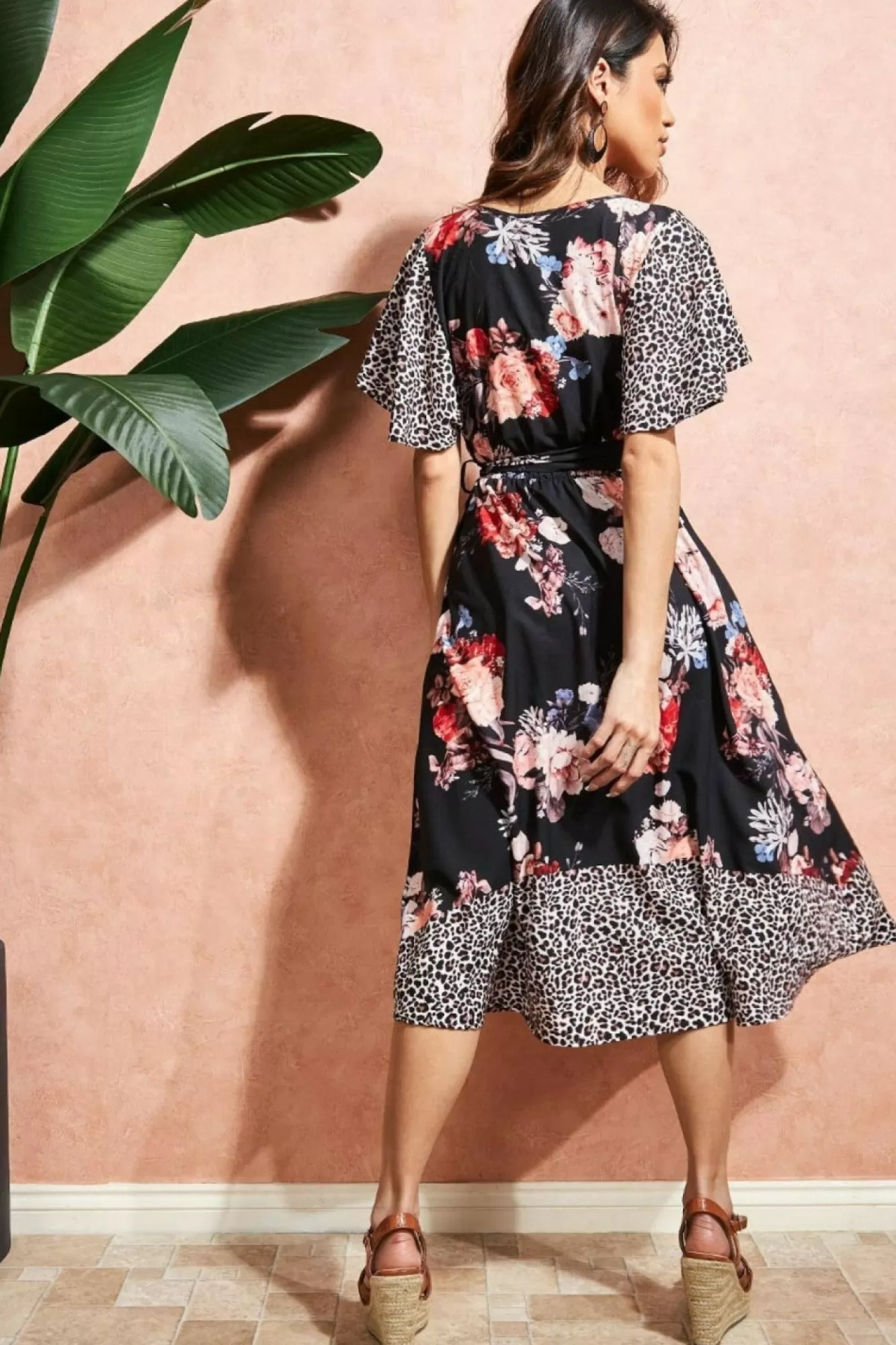 Midi Dresses^* Flutter Sleeve Printed Midi Dress - Leopard Print Leopardprint