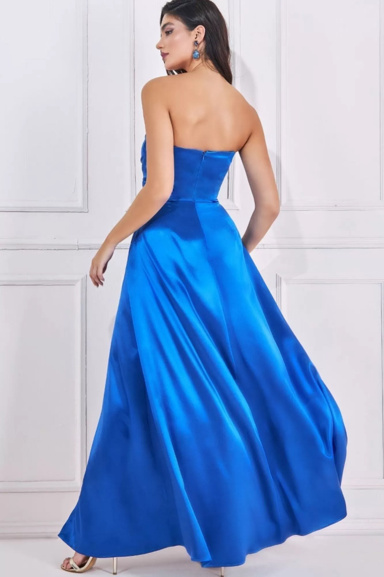 Maxi Dresses^* Front Split Satin Bandeau Maxi - Royal Blue Royalblue