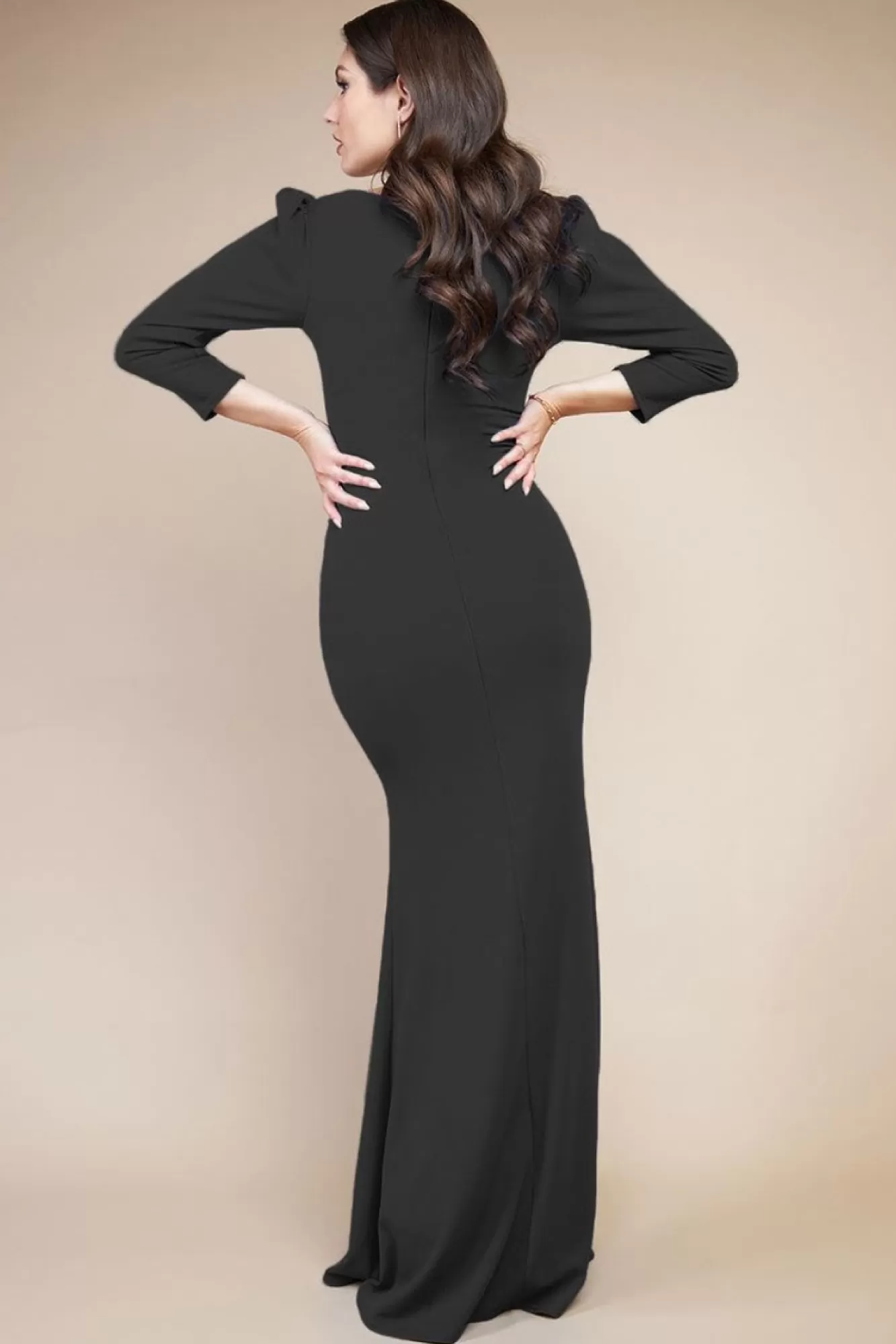 Maxi Dresses^* Front Wrap Pleated Scuba Maxi Dress Black