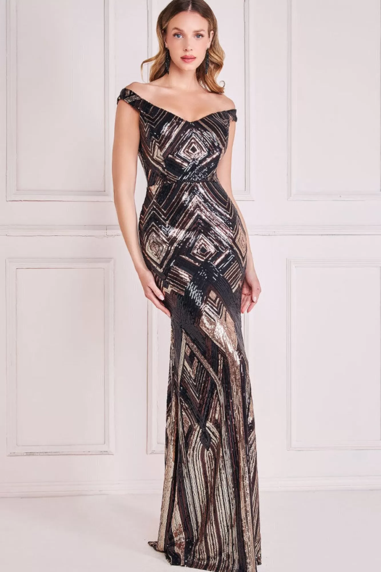 Maxi Dresses^* Geometric Sequin Sleeveless Maxi Black