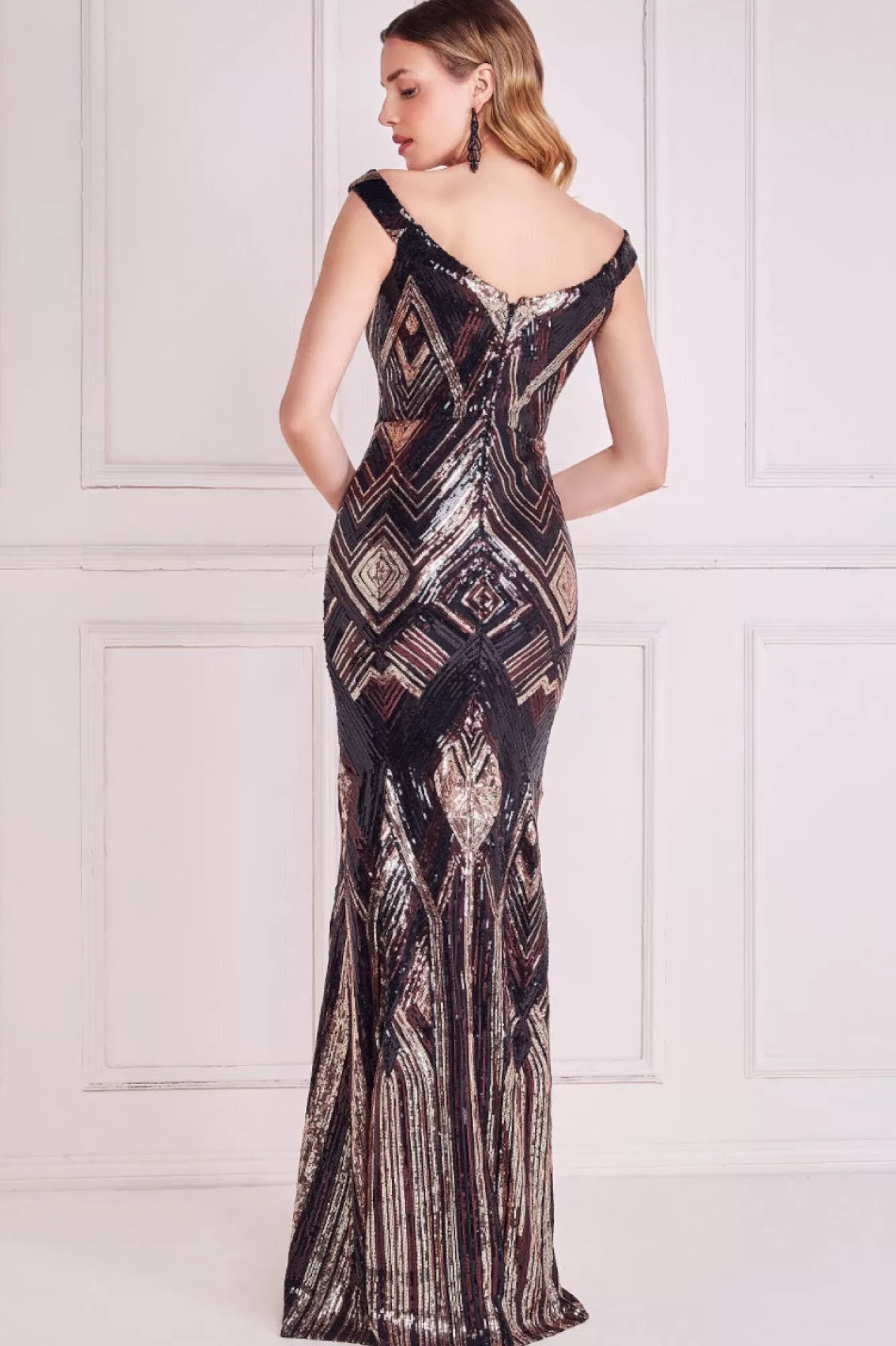 Maxi Dresses^* Geometric Sequin Sleeveless Maxi Black