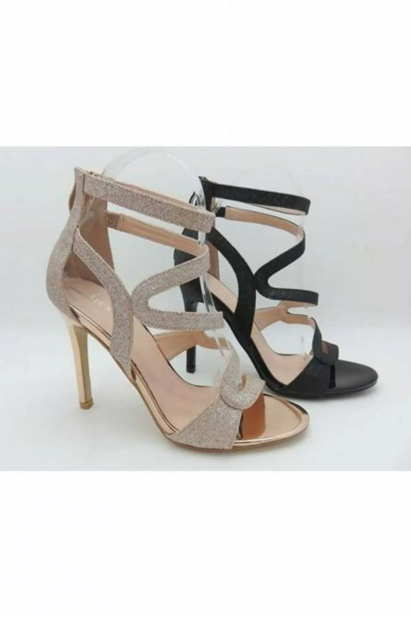 Sandals^Glitz Shoes Alisha Divine Glitter High Heel Sandals Silver