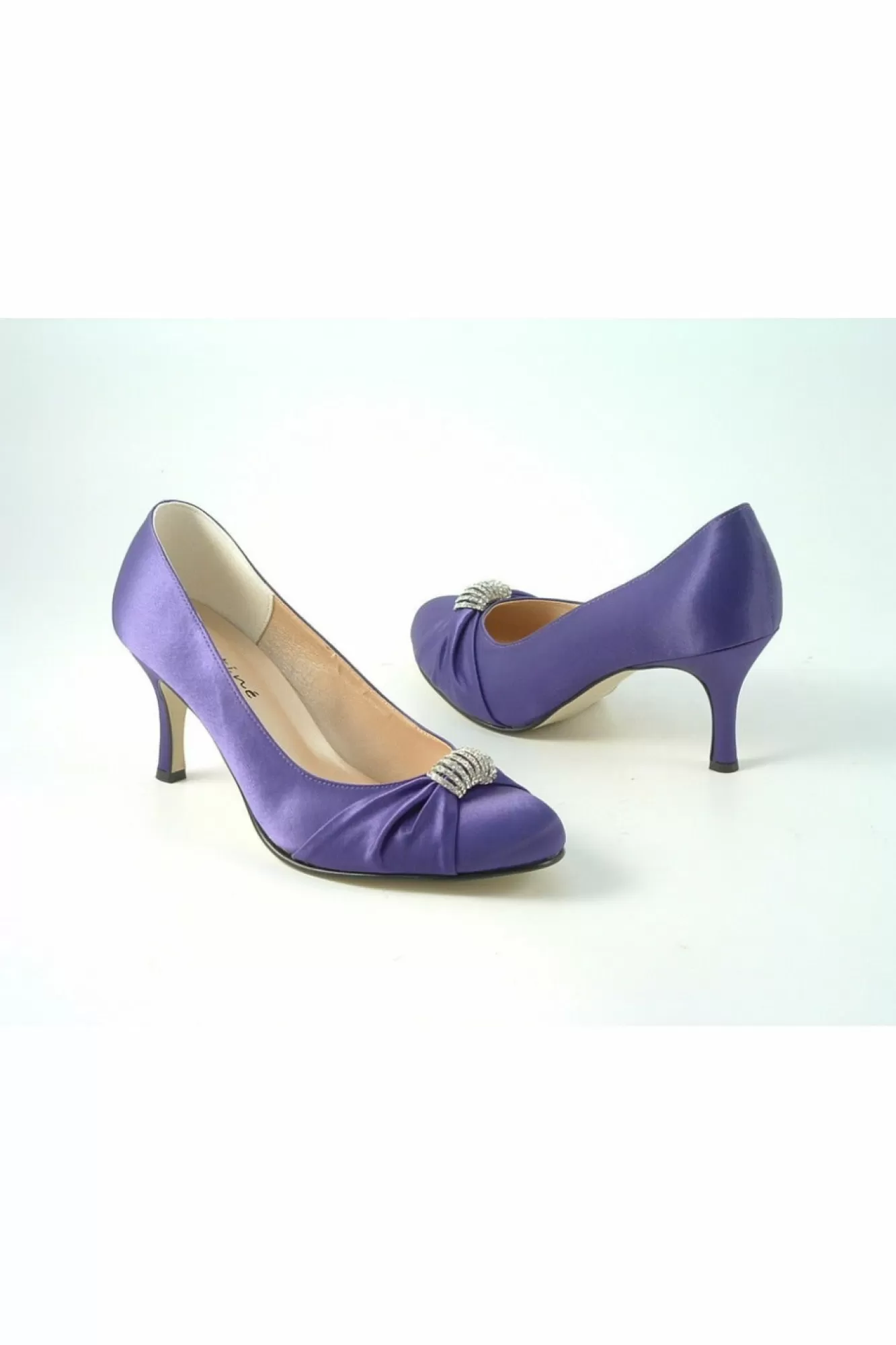 Mid Heels^Glitz Shoes Diamante Satin Mid Heel Court Shoe Purple