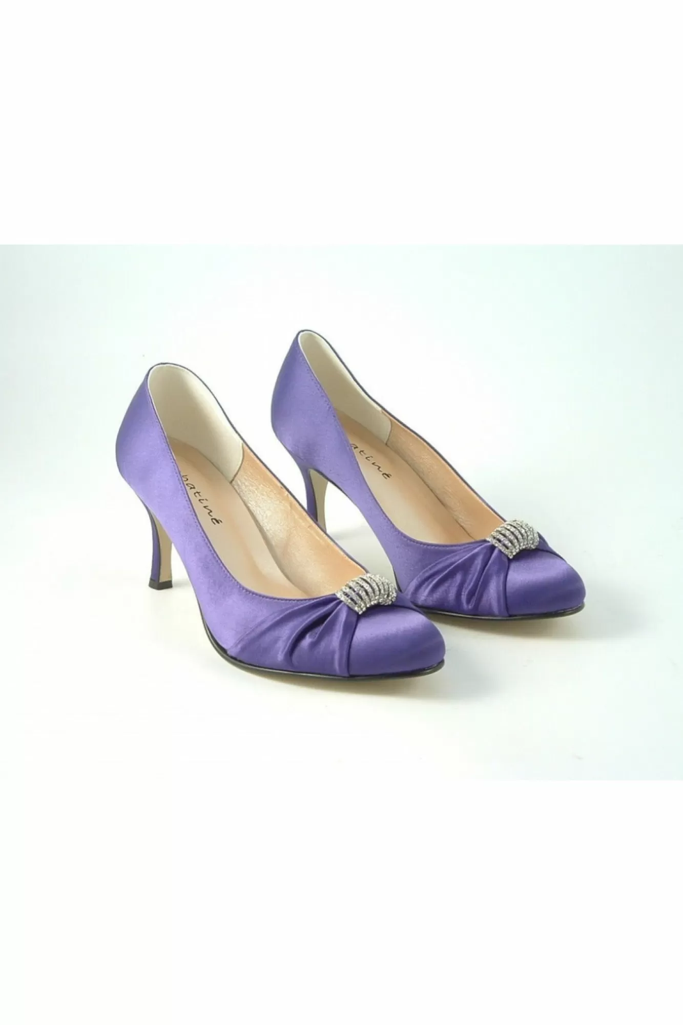 Mid Heels^Glitz Shoes Diamante Satin Mid Heel Court Shoe Purple