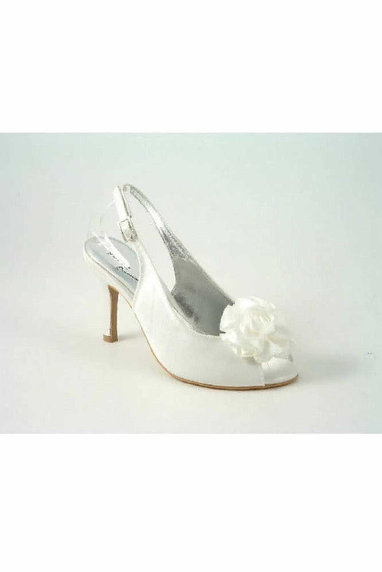High Heels^Glitz Shoes Perdita Satin Peep Toe Sling Back Ivory