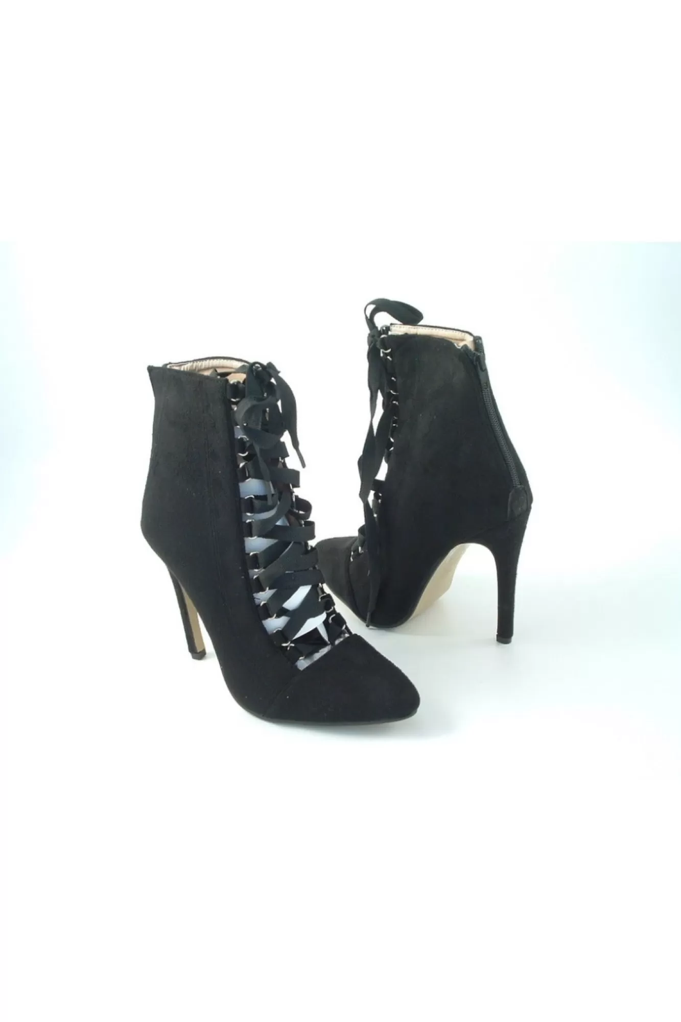 High Heels^Glitz Shoes Ribbon Lace Ankle Boot