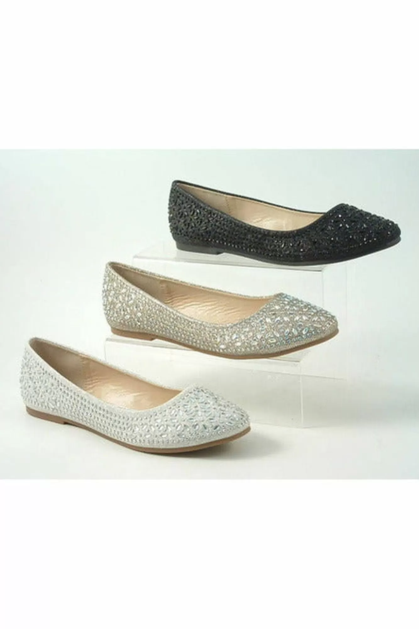 Flats^Glitz Shoes Ricci Divine Diamante Flat Ballerina Shoes