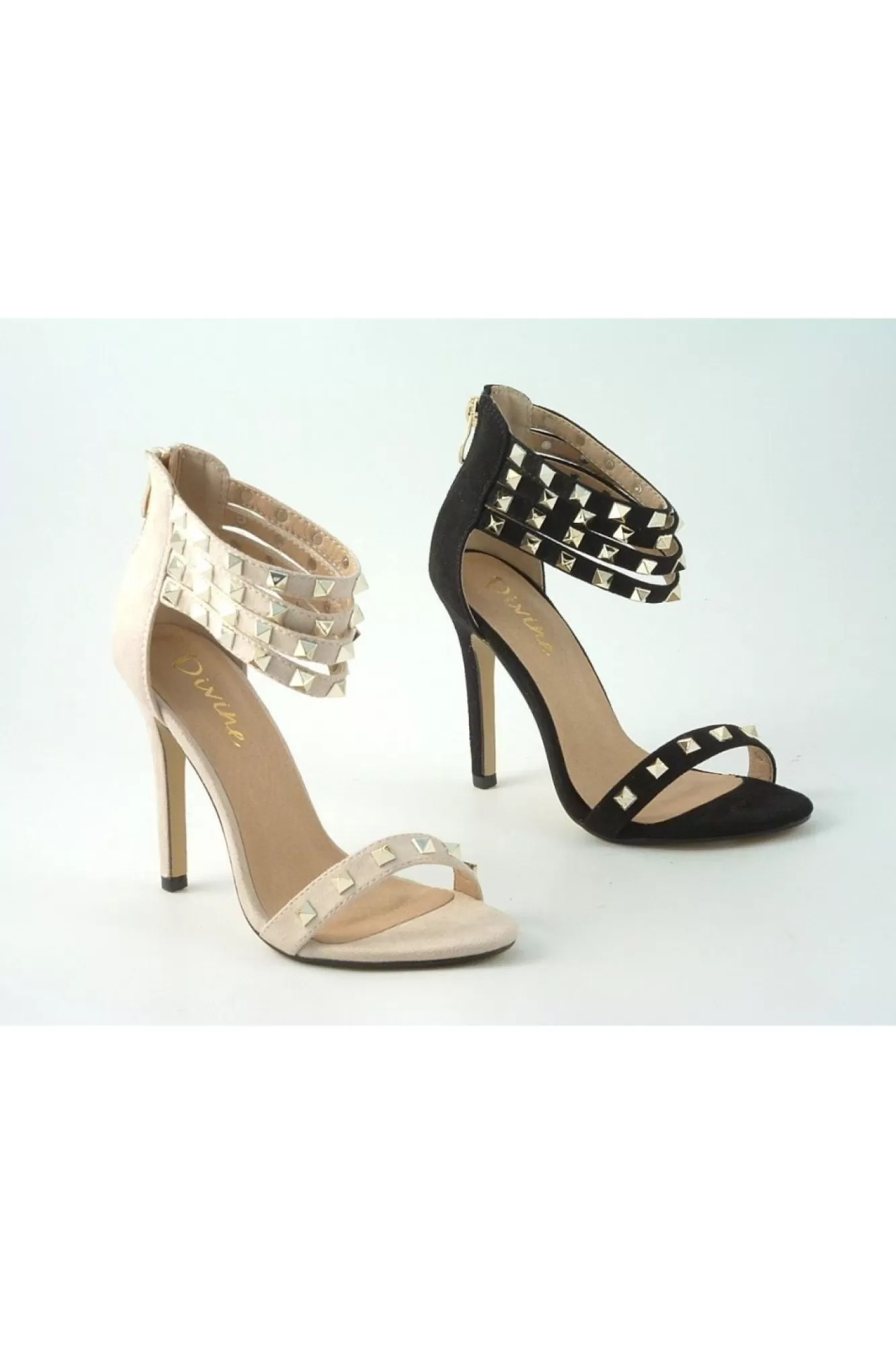 Sandals^Glitz Shoes Rockstar Studded Strap Heeled Sandal