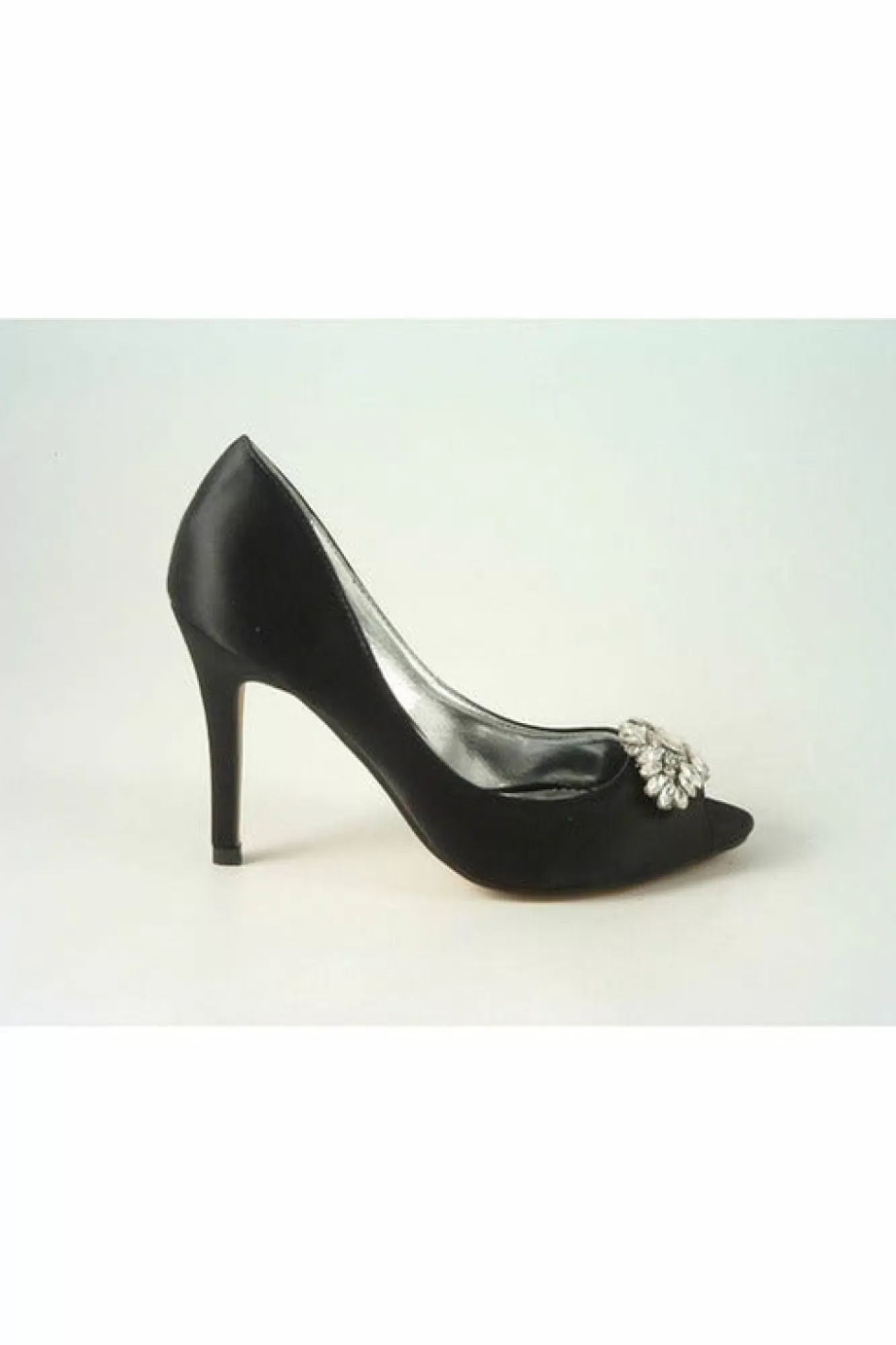 High Heels^Glitz Shoes Rosalie Sabatine Diamante Satin Heel Peep Shoe