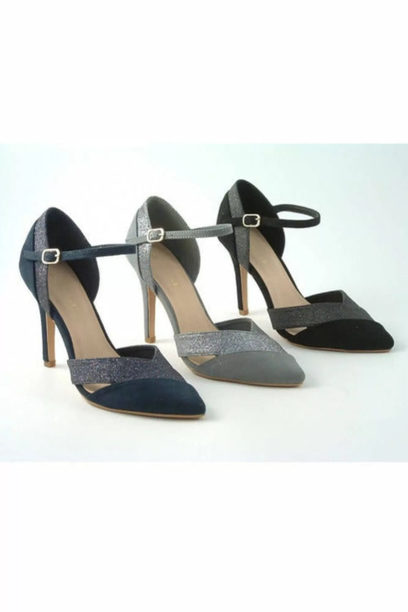 High Heels^Glitz Shoes Roxie Suede N Glitter Dorsey Court Shoe
