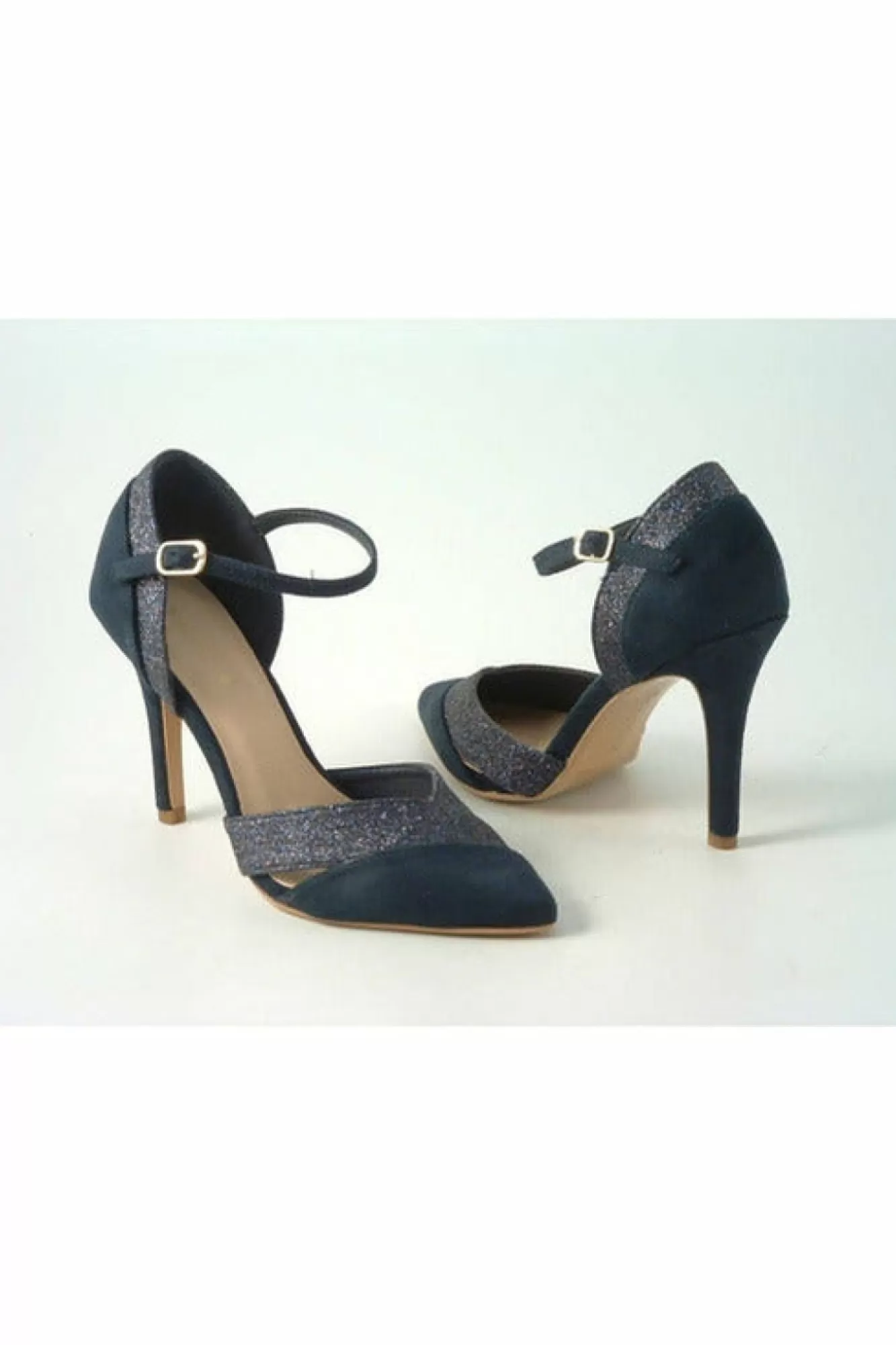 High Heels^Glitz Shoes Roxie Suede N Glitter Dorsey Court Shoe