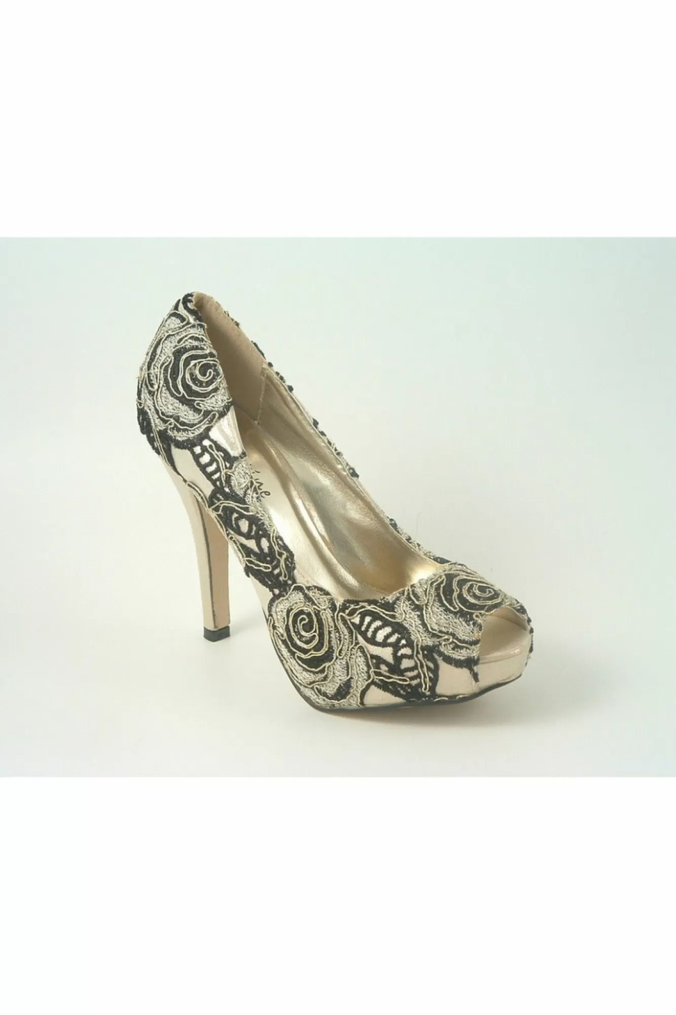 High Heels^Glitz Shoes Sabatine Coco Peep Toe Platform Shoe Gold Black Goldblack