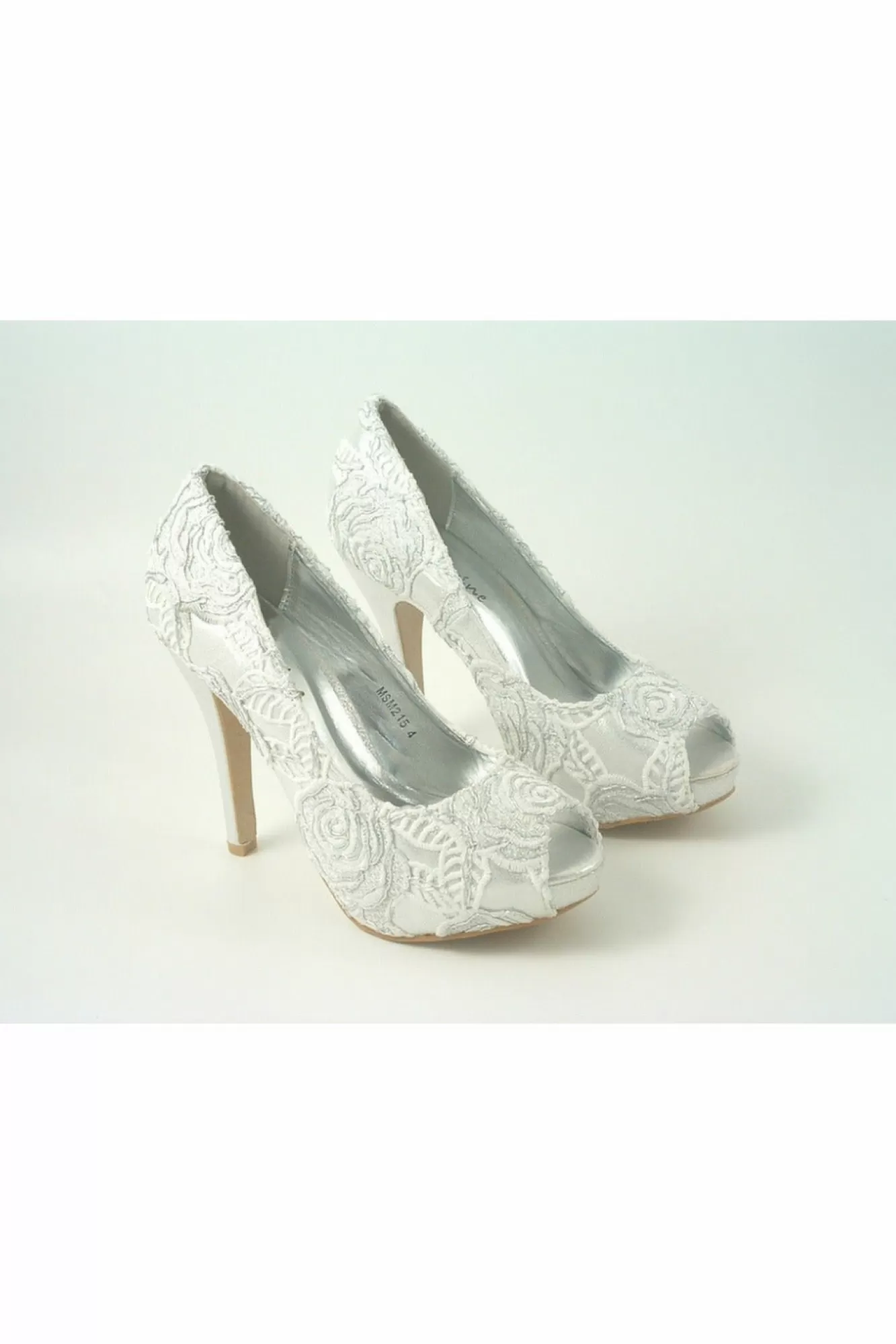 High Heels^Glitz Shoes Sabatine Coco Peep Toe Shoe White Silver Whitesilver