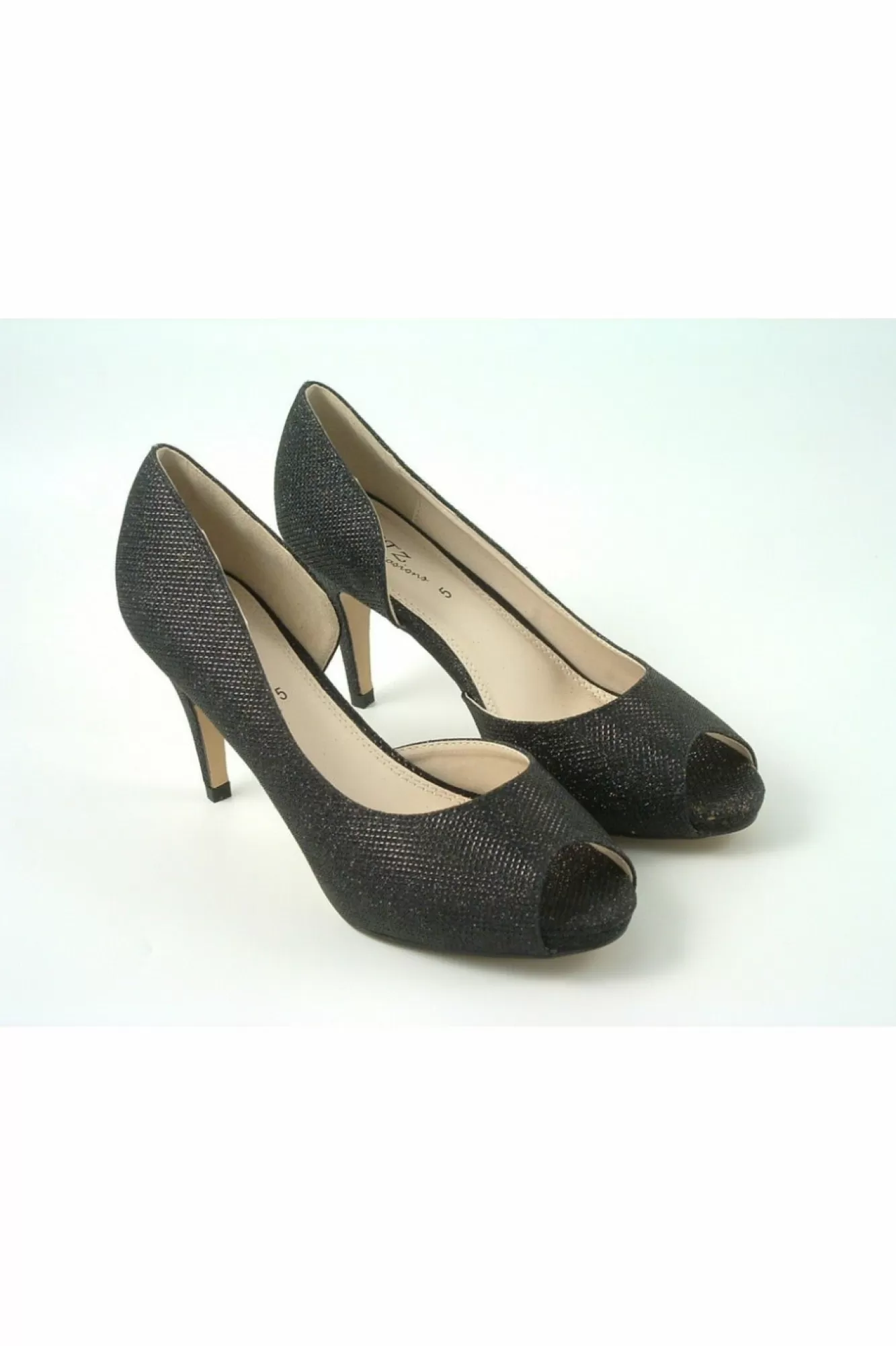 Mid Heels^Glitz Shoes Sabatine Mid Heel Peep Toe - 31438 Black