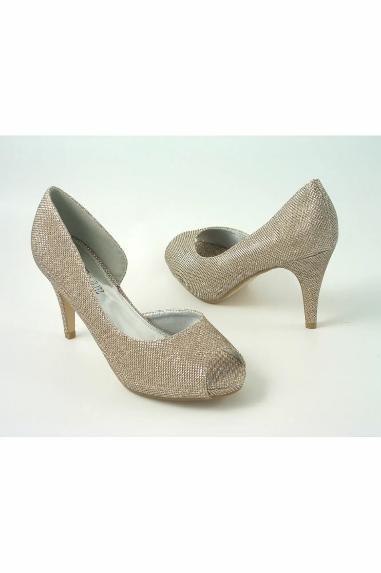 Mid Heels^Glitz Shoes Sabatine Mid Heel Peep Toe - 31438 Gold