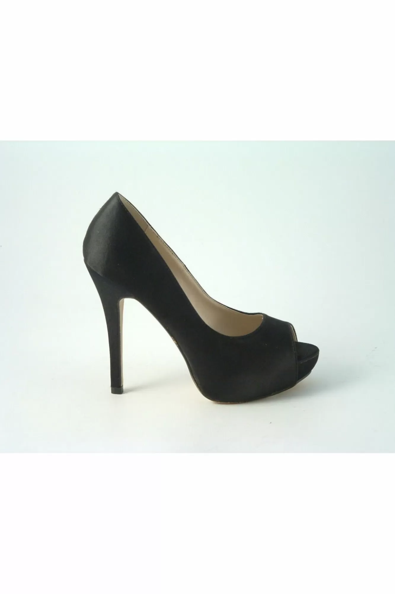 High Heels^Glitz Shoes Sabatine Satin Platform Heels With Peep Toe Black