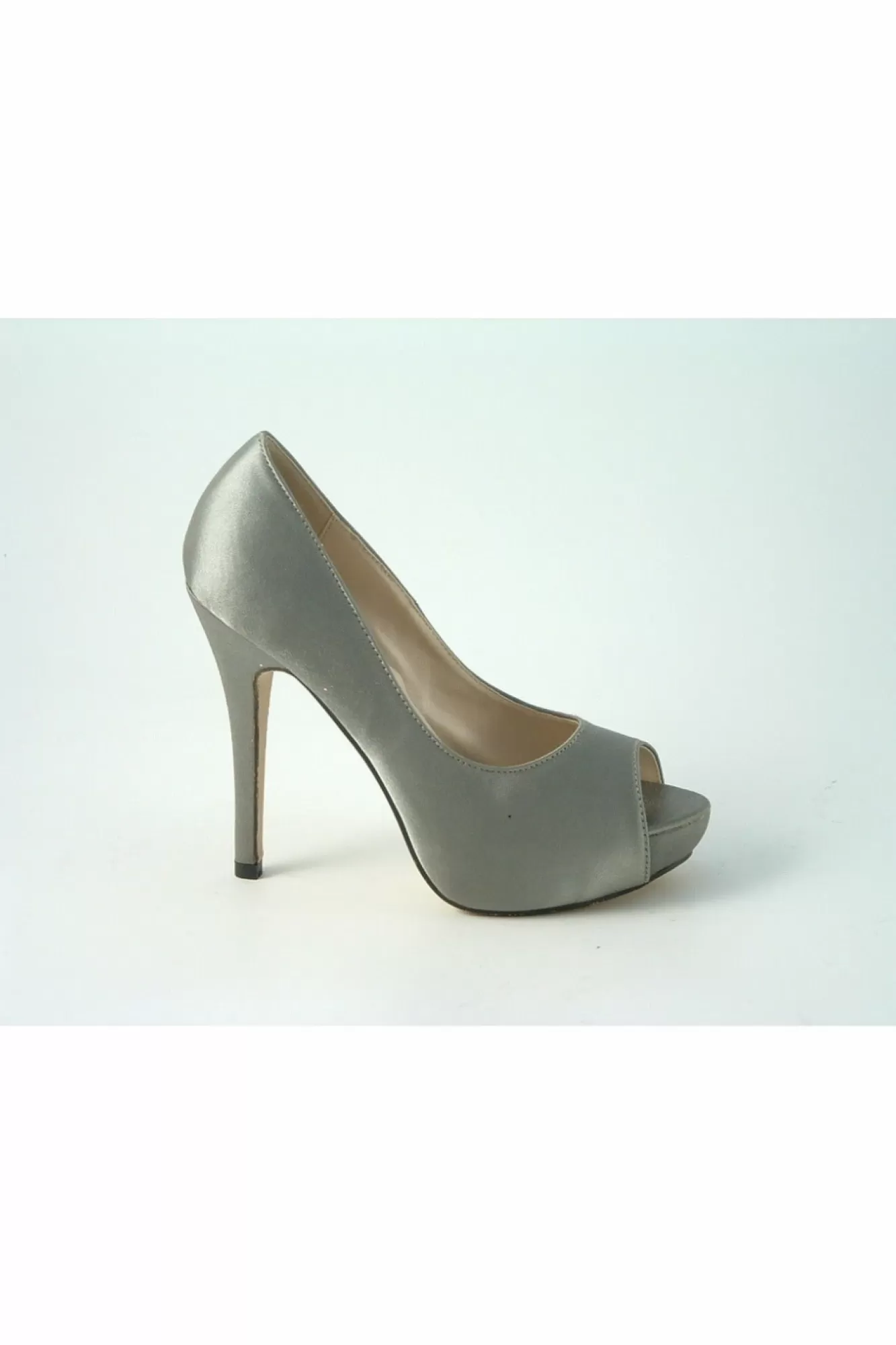 High Heels^Glitz Shoes Sabatine Satin Platform Heels With Peeptoe Grey