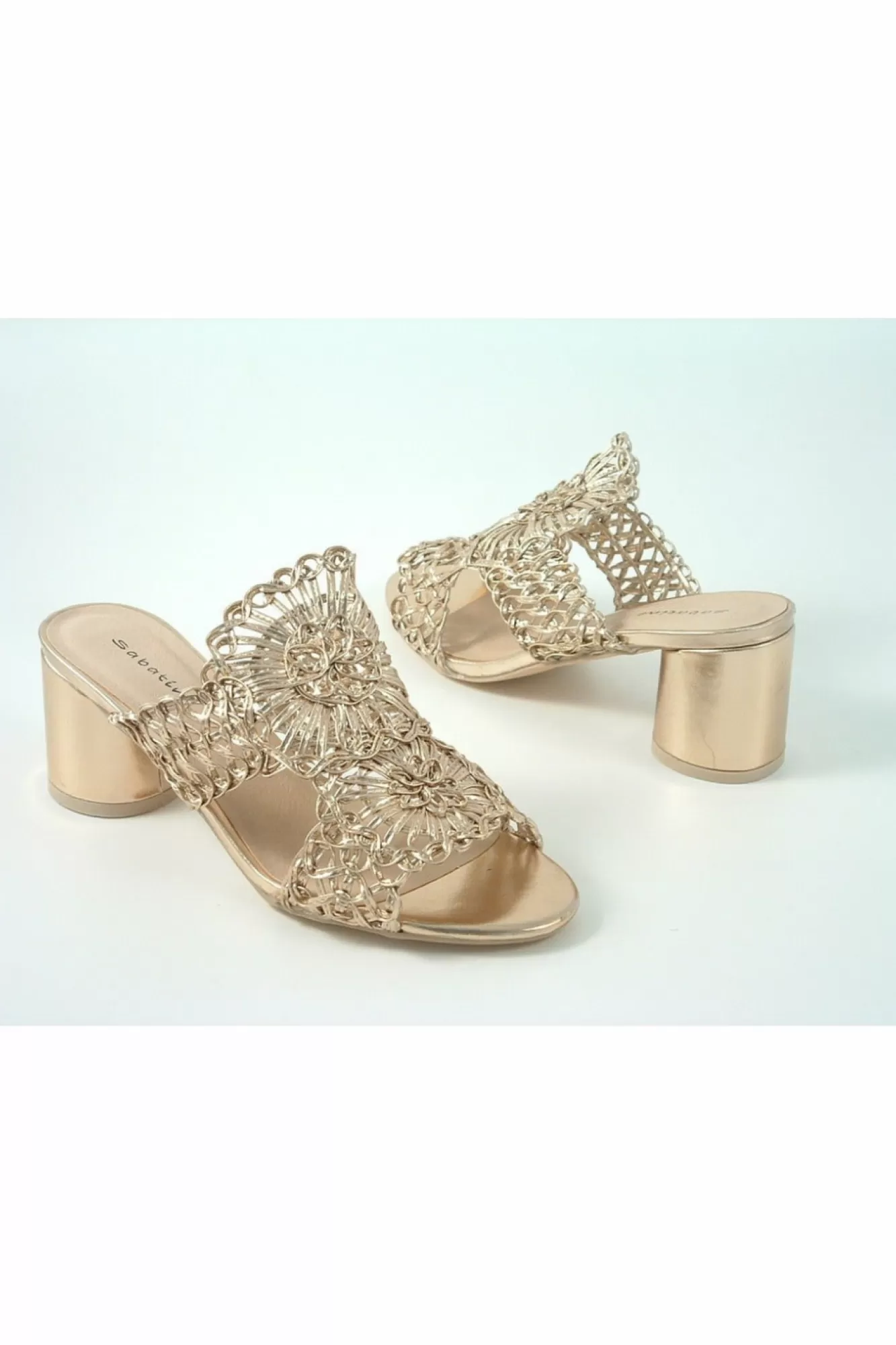 Sandals^Glitz Shoes Tianna Sabatine Interweave Peep Toe Sandal Rosegold