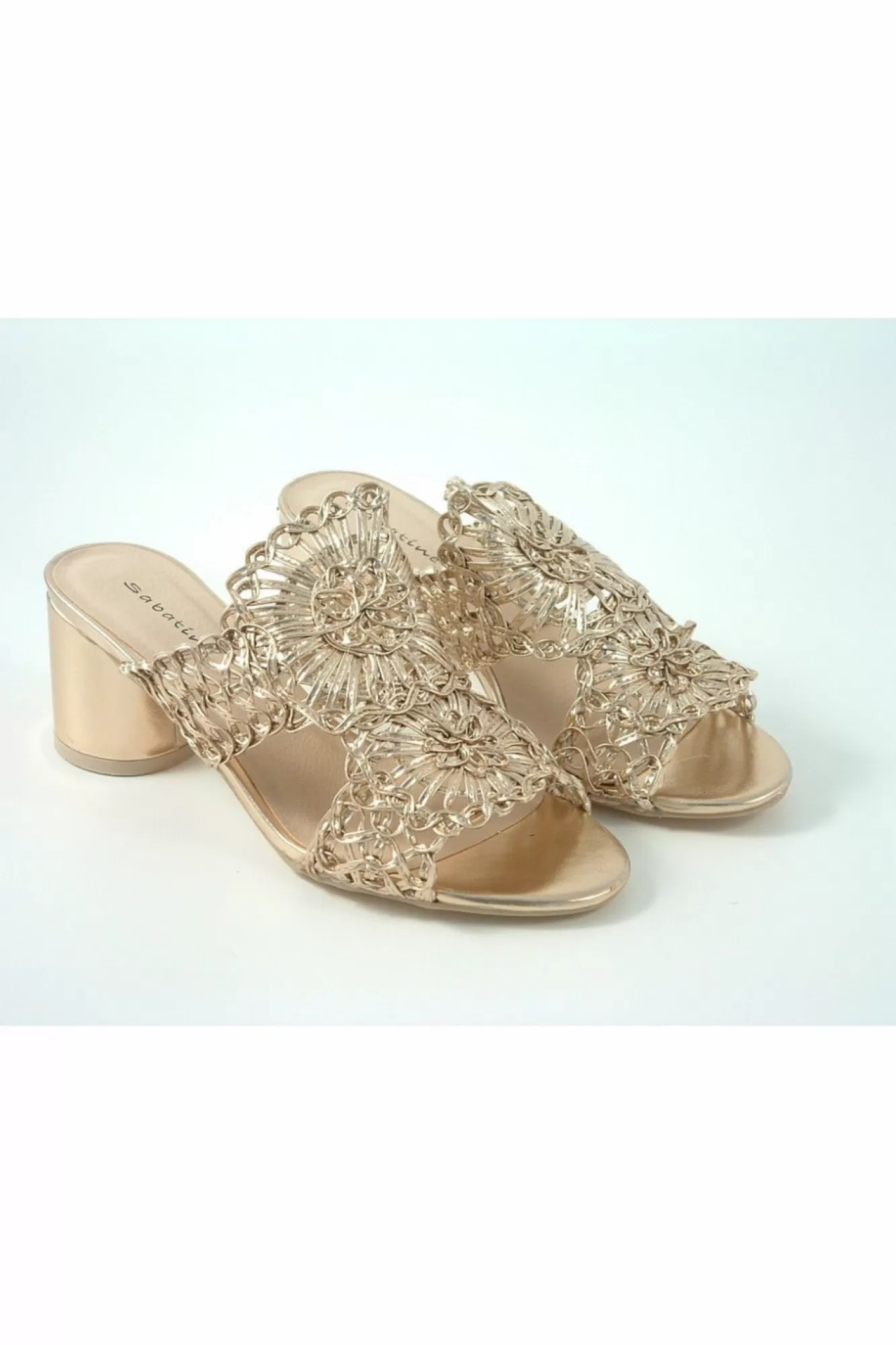 Sandals^Glitz Shoes Tianna Sabatine Interweave Peep Toe Sandal Rosegold