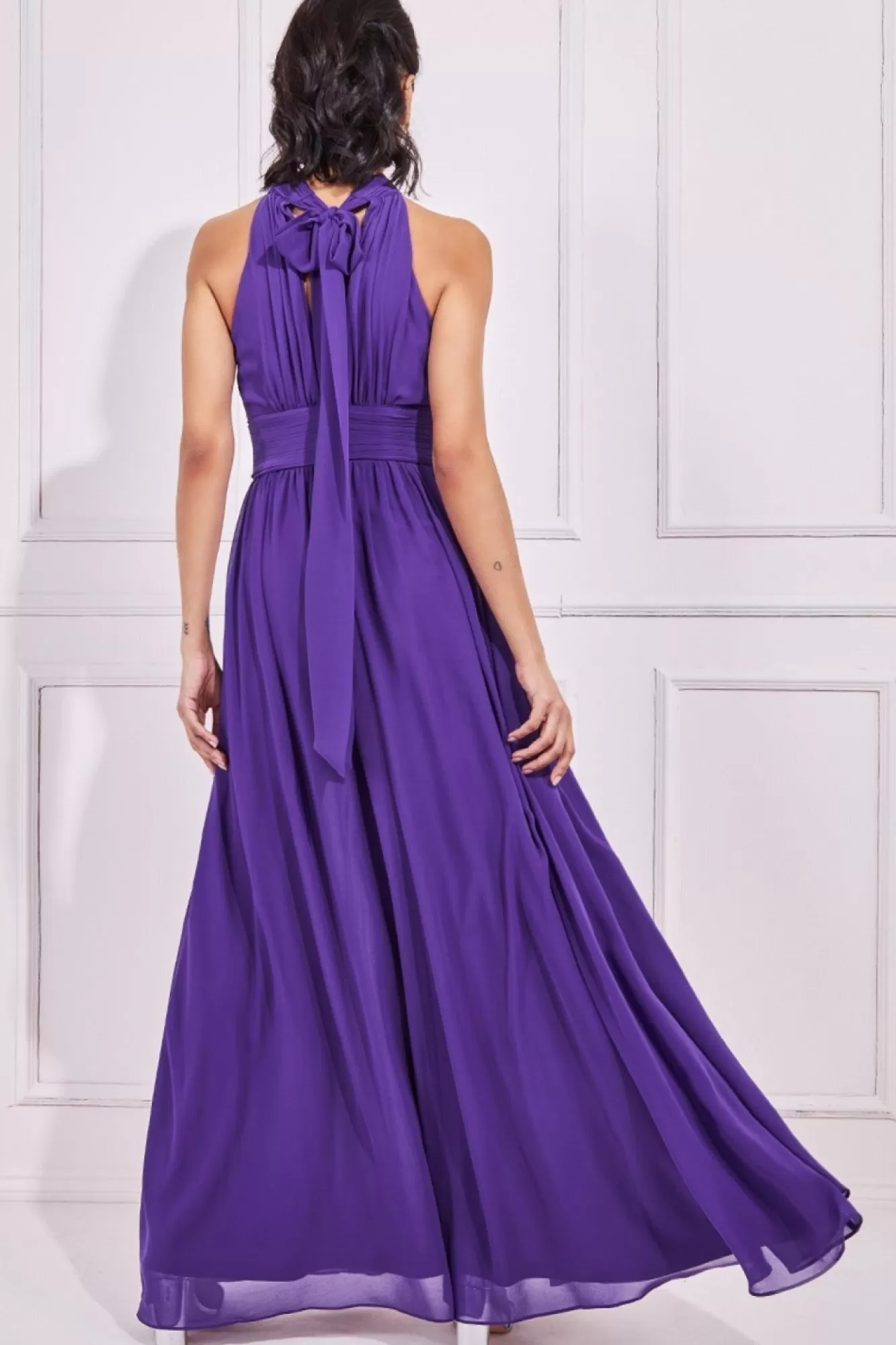 Maxi Dresses^* Halterneck Chiffon Maxi With Thigh Split Purple