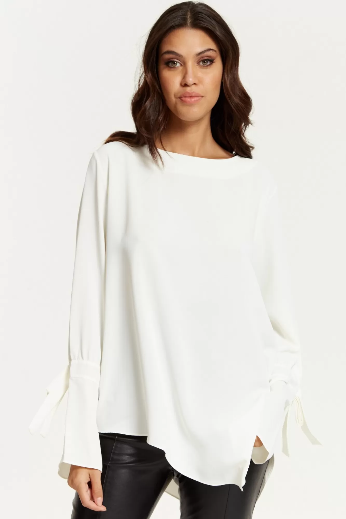 Blouses^Hoxton Gal Relaxed Fit Cuff Detailed Blouse With Long Sleeve White