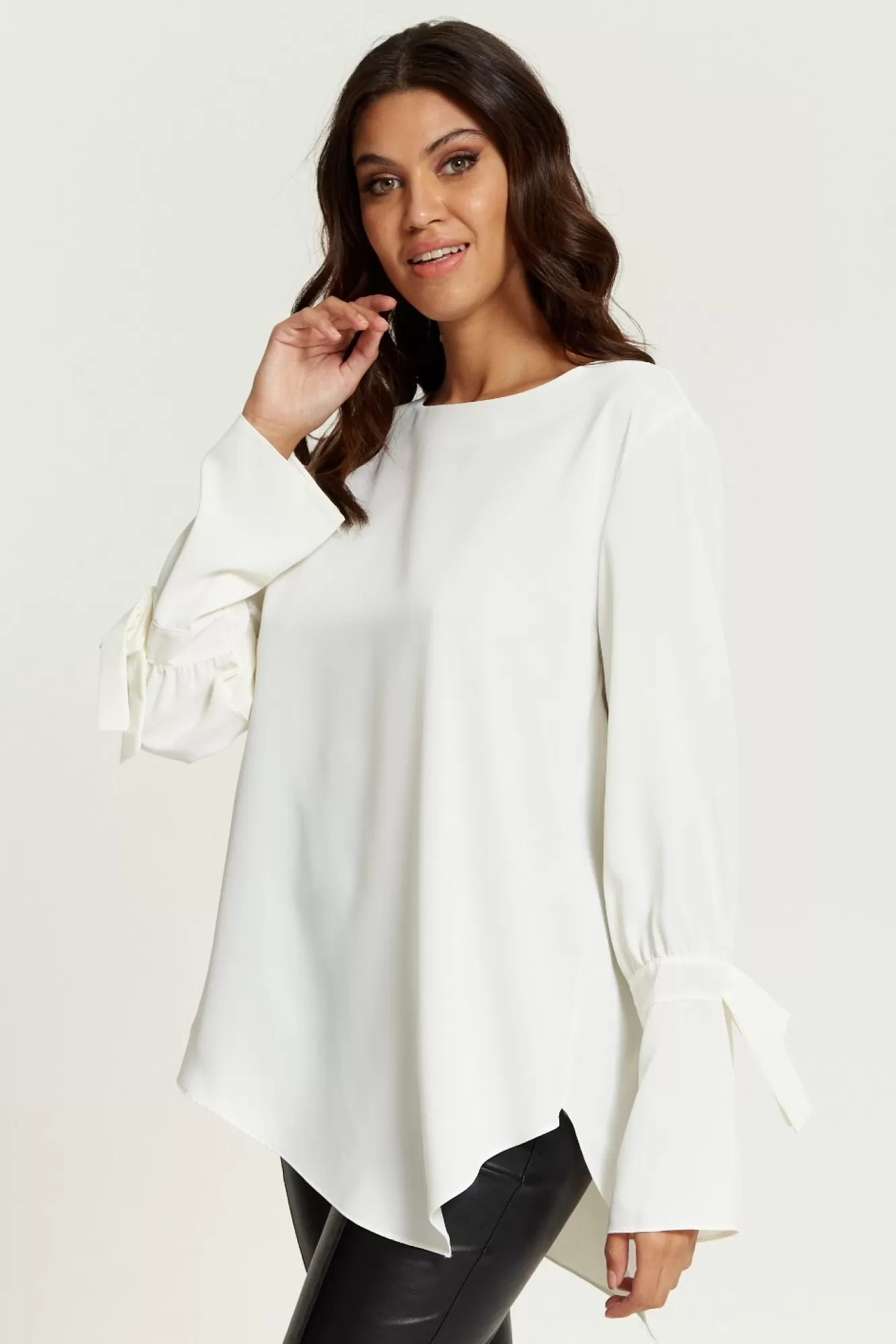 Blouses^Hoxton Gal Relaxed Fit Cuff Detailed Blouse With Long Sleeve White