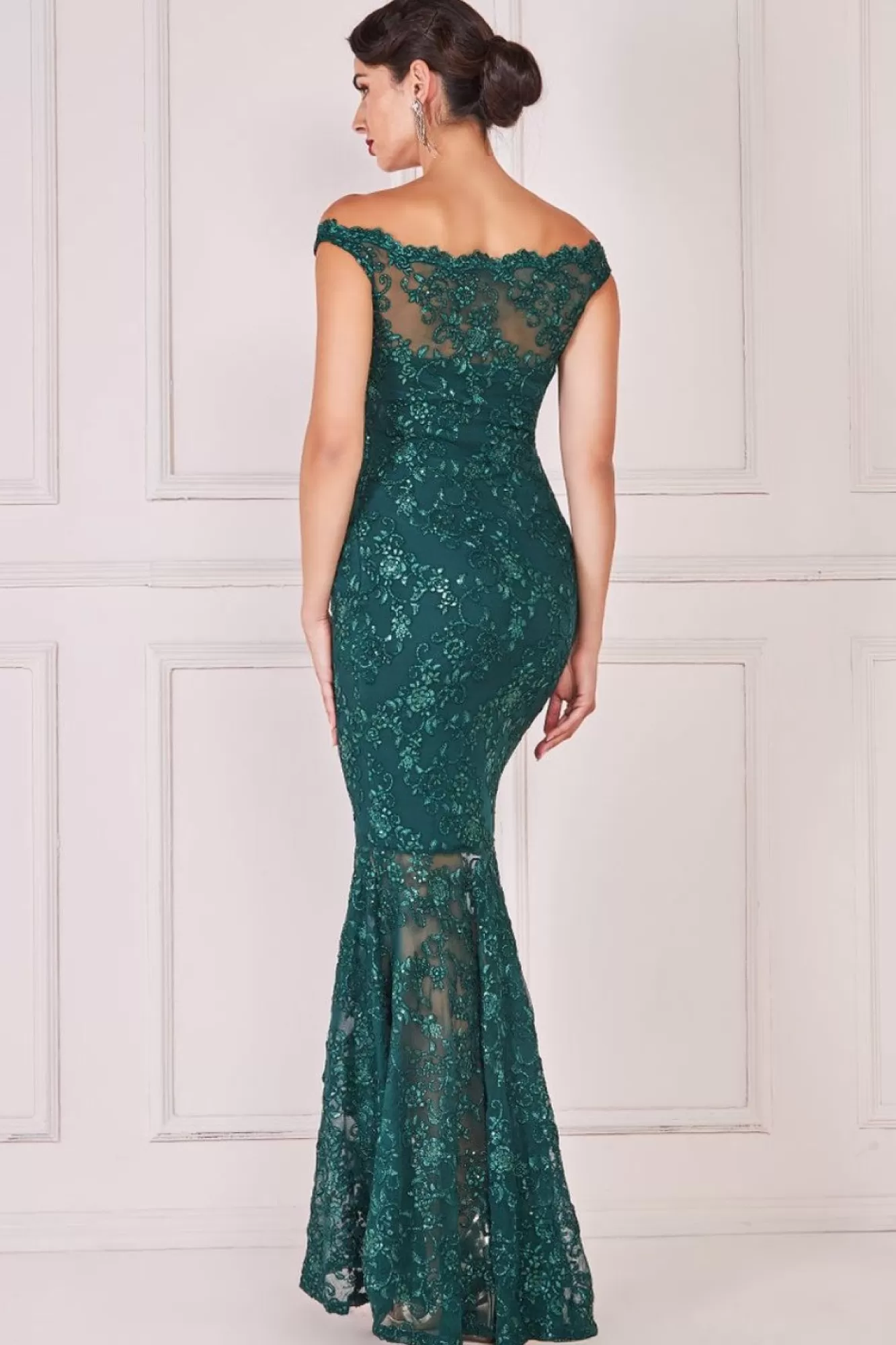Maxi Dresses^* Lace Scallop Edge Mermaid Maxi Emerald
