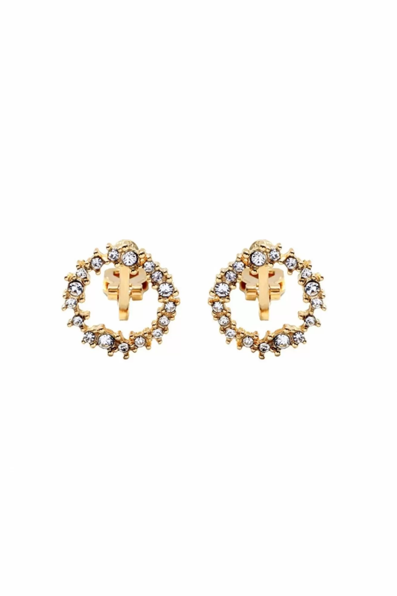 Jewellery^Last True Angel Crystal Cluster Circle Clip On Earring Gold