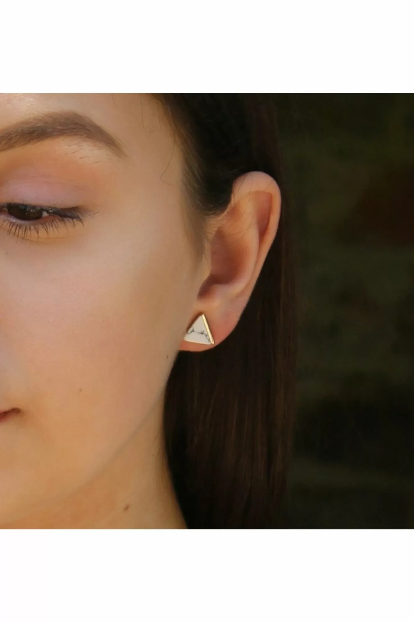 Jewellery^Last True Angel Marble Pyramid Earring In Gold White