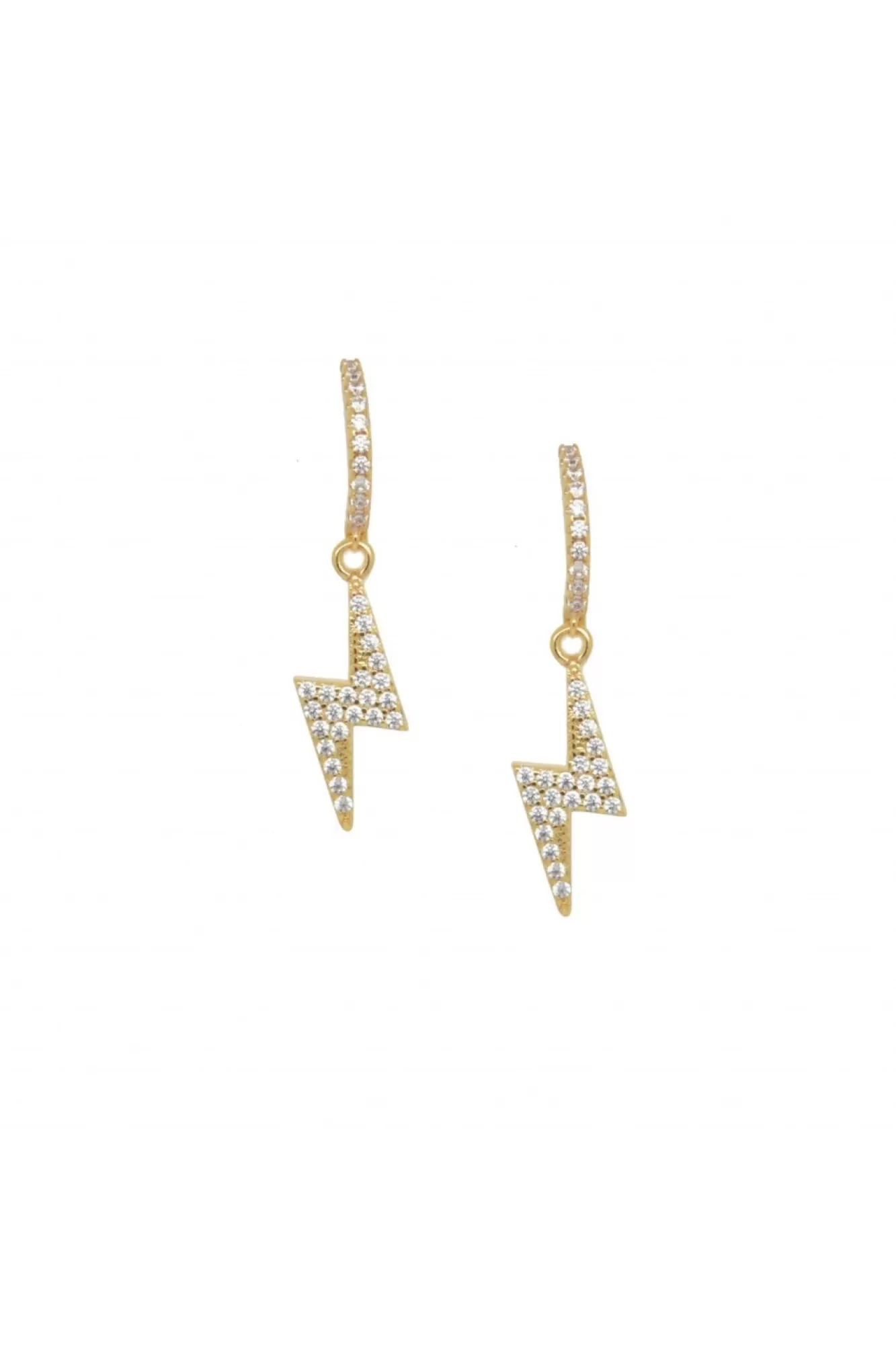Jewellery^Last True Angel White Cubic Zirconia Lightning Bolt Drop Hug Gold