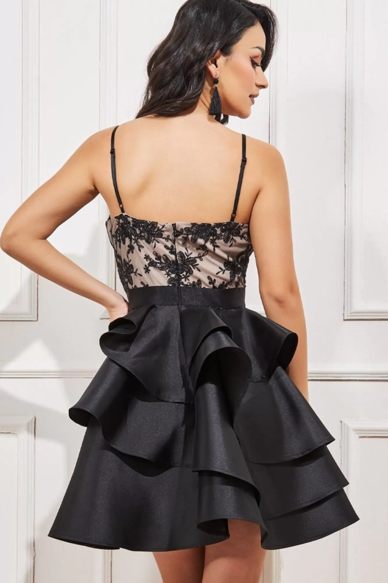 Midi Dresses^* Layered Frilled Midi Dress Black