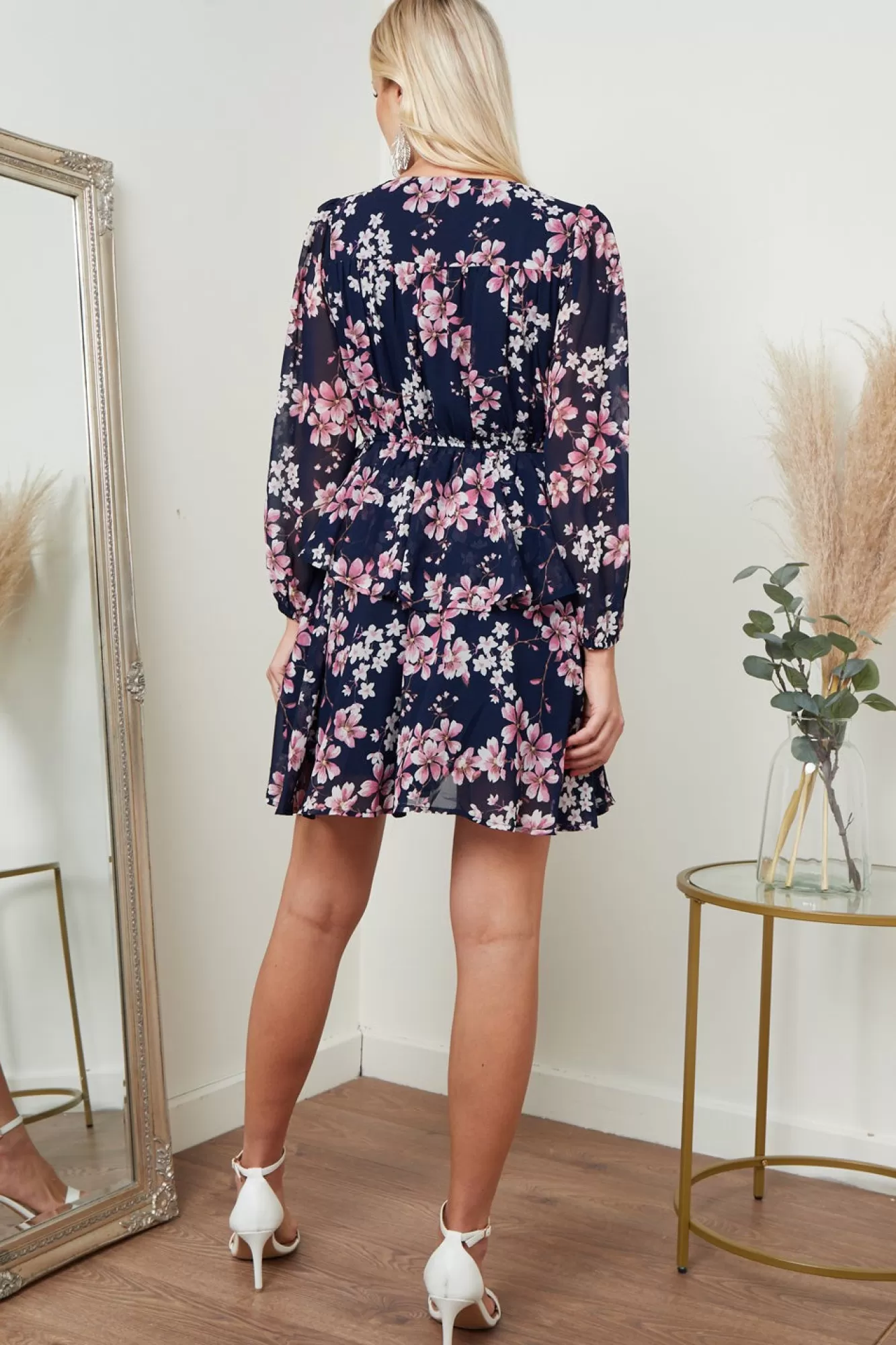 Mini Dresses^Lilura London Floral Asymmetric Ruffle Mini Dress In Purple