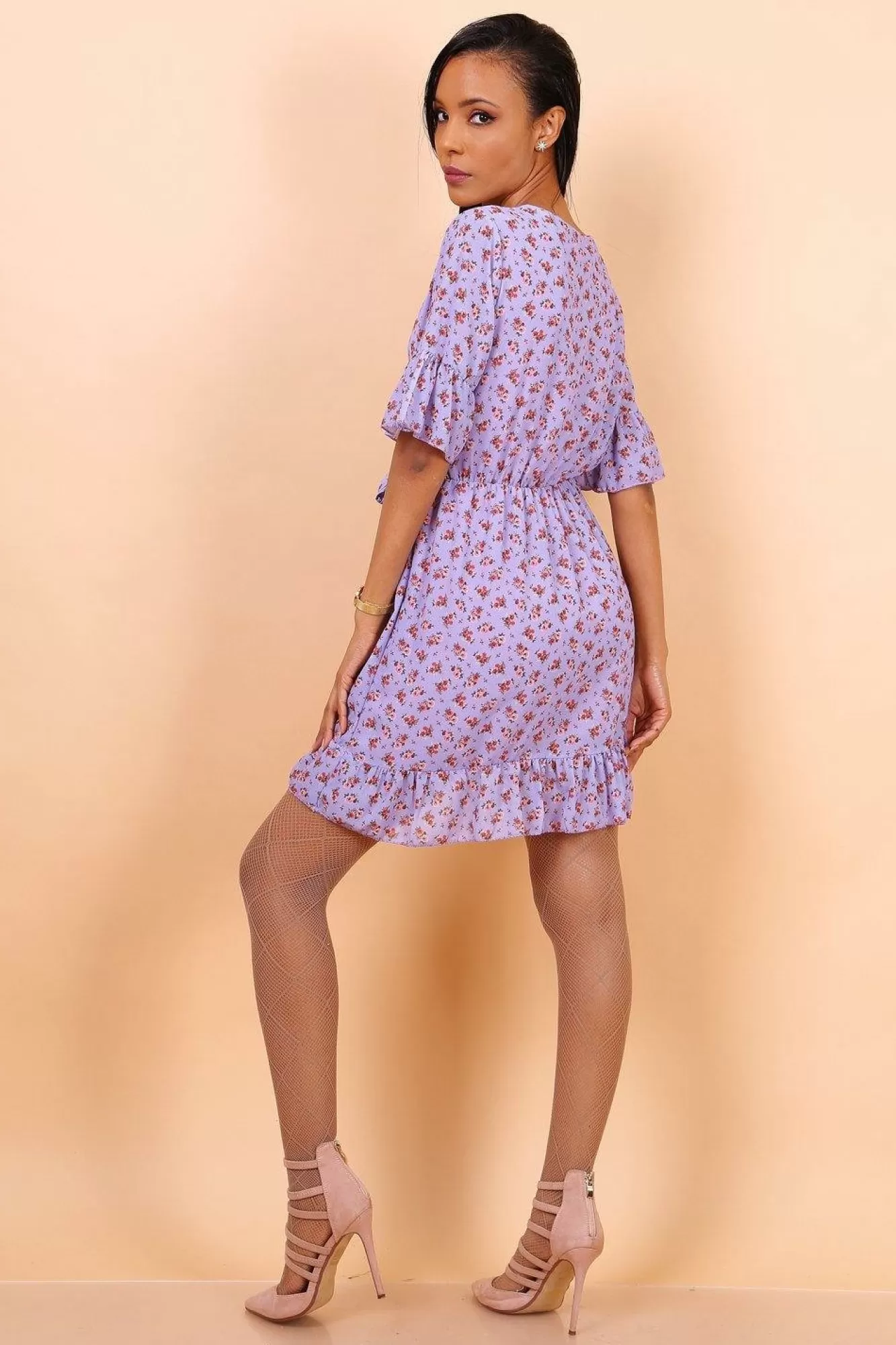 Mini Dresses^Lilura London Wrap Front Mini Dress With Tie Waist Purple