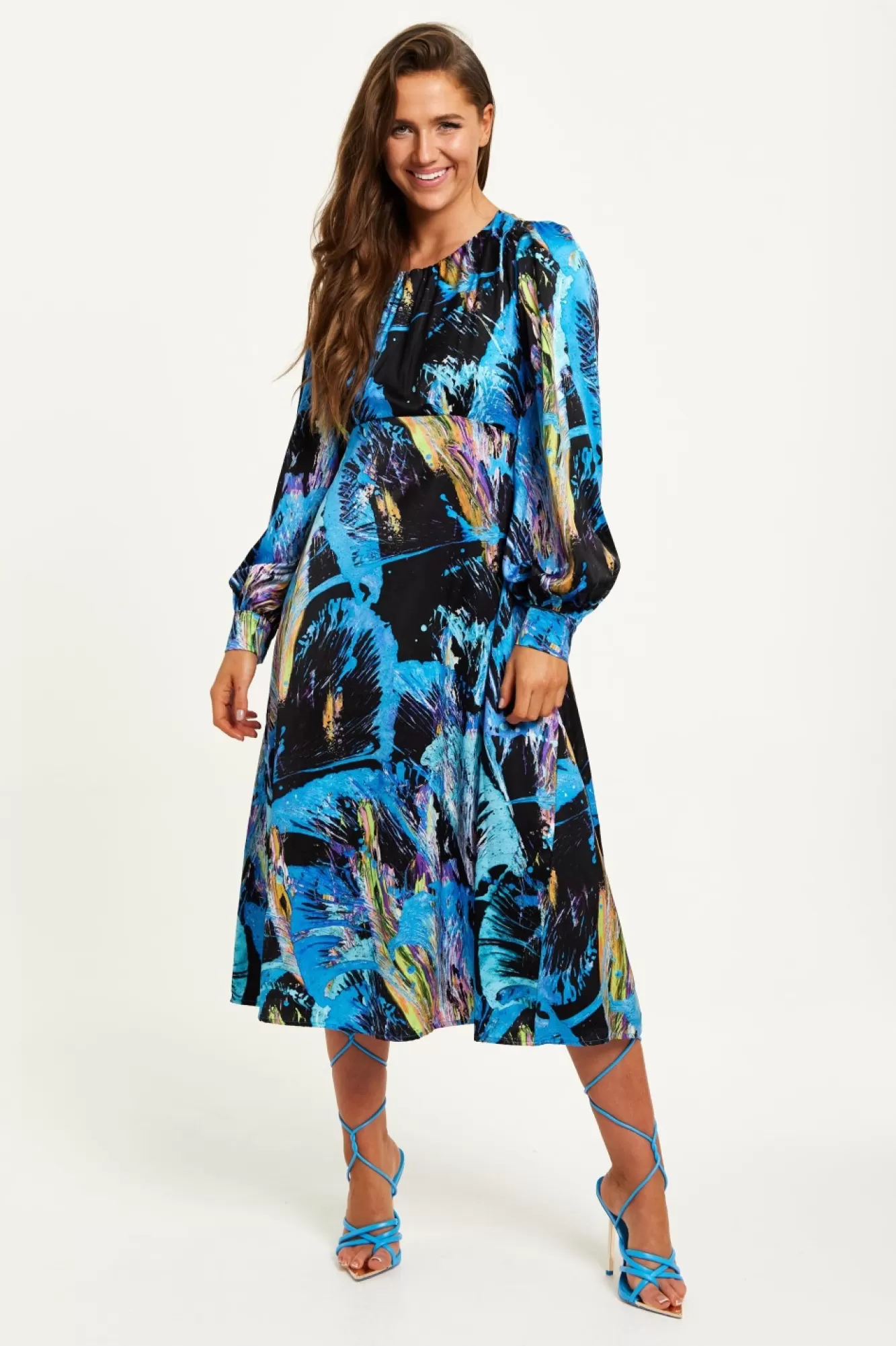 Midi Dresses^Liquorish Abstract Print Midi Dress Multicolour