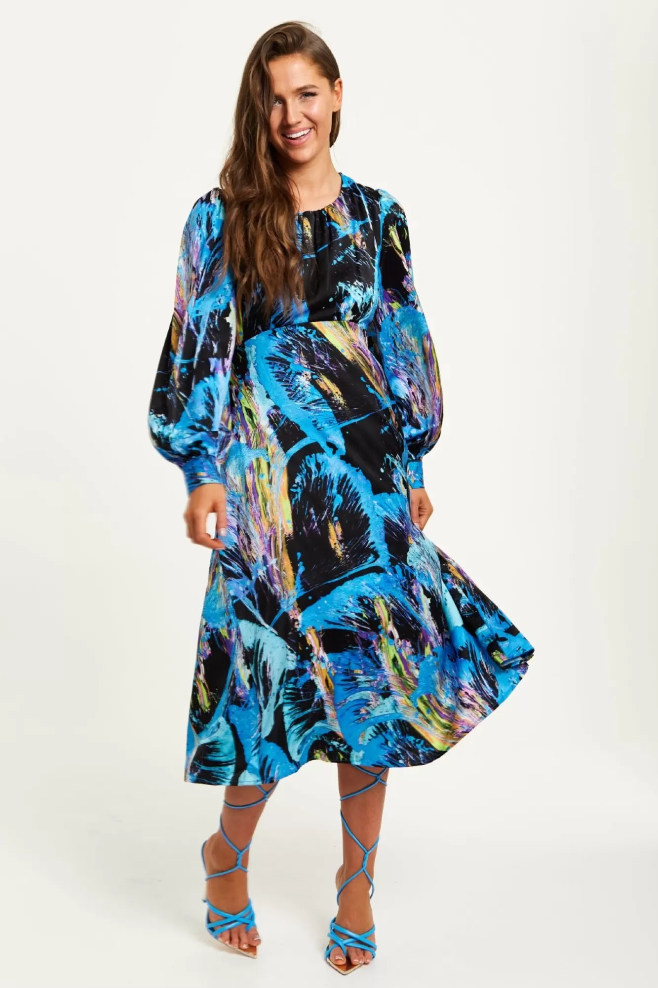 Midi Dresses^Liquorish Abstract Print Midi Dress Multicolour