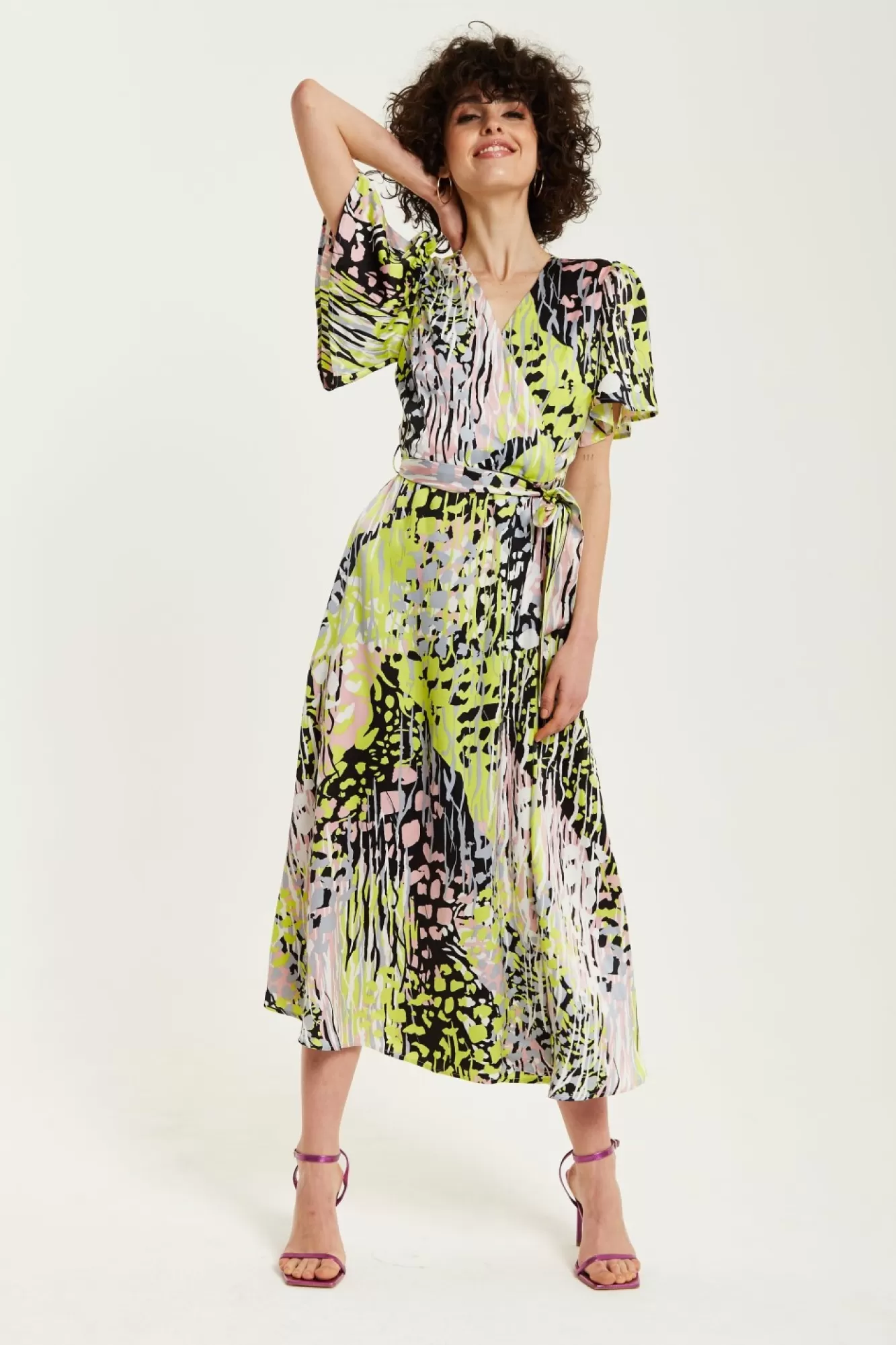 Midi Dresses^Liquorish Abstract Print Midi Wrap Dress Multicolour